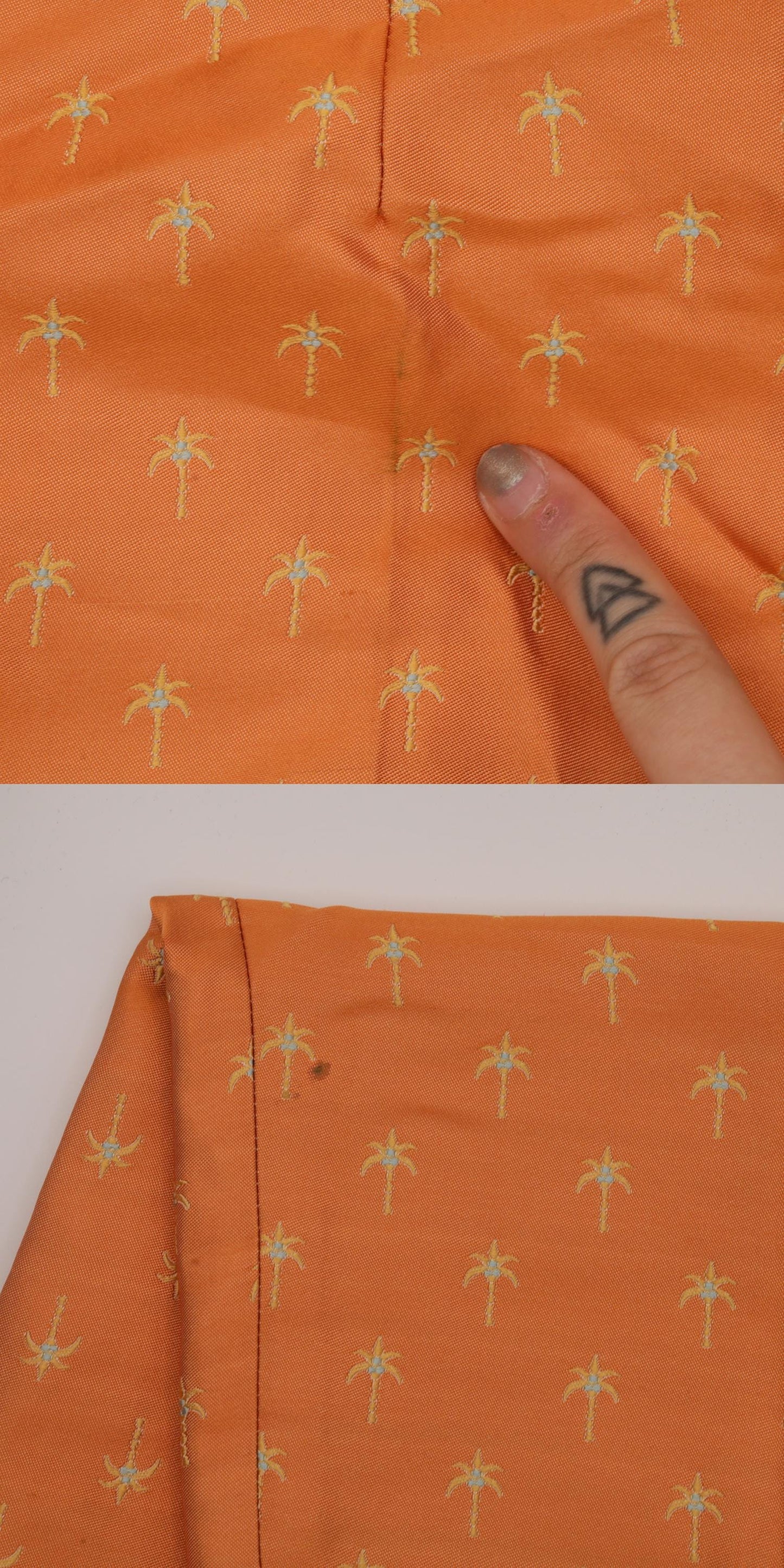 Biella Collezioni Silk Pants Orange Palm Tree Print High Waist Italy Extra Small XS
