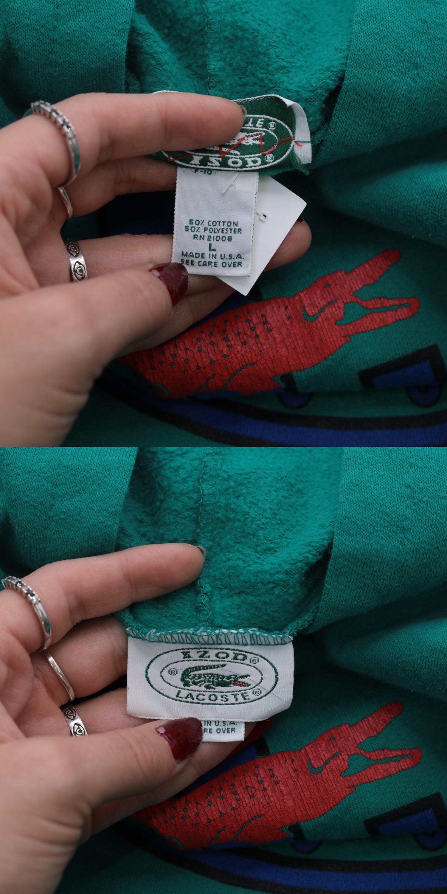90s Izod Lacoste Green Hoodie Sweatshirt Small