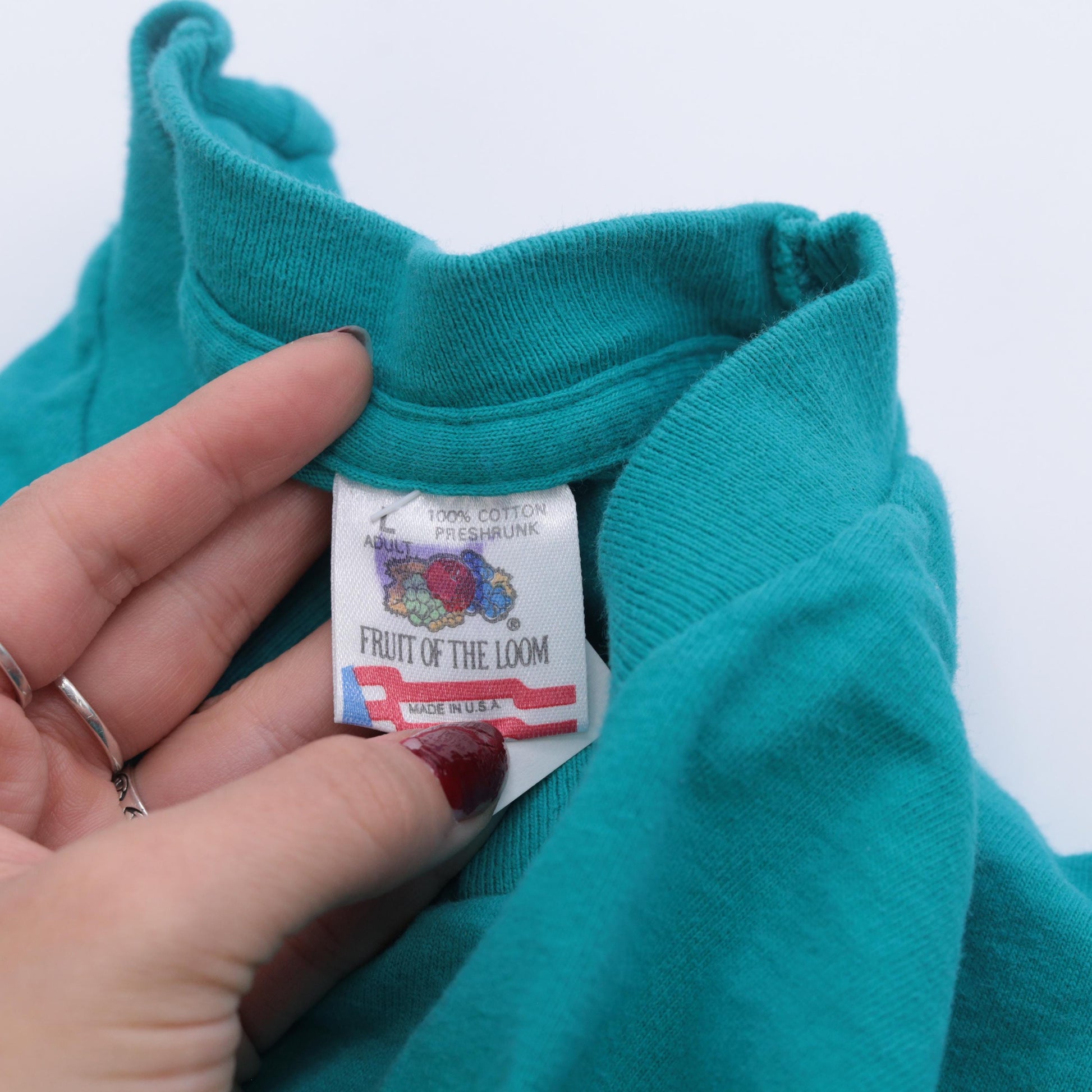 00s Santa Fe Embroidered Graphic T-Shirt Teal Crewneck Cotton Large