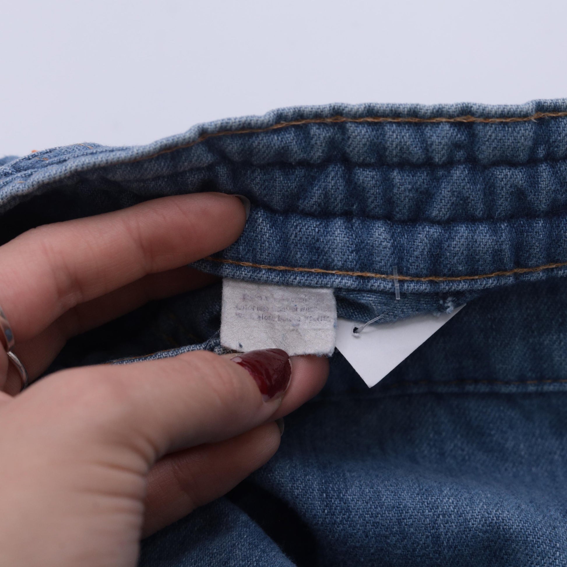 70s Levi's High Waist Straight Leg Jeans Blue Denim Braided Back XS