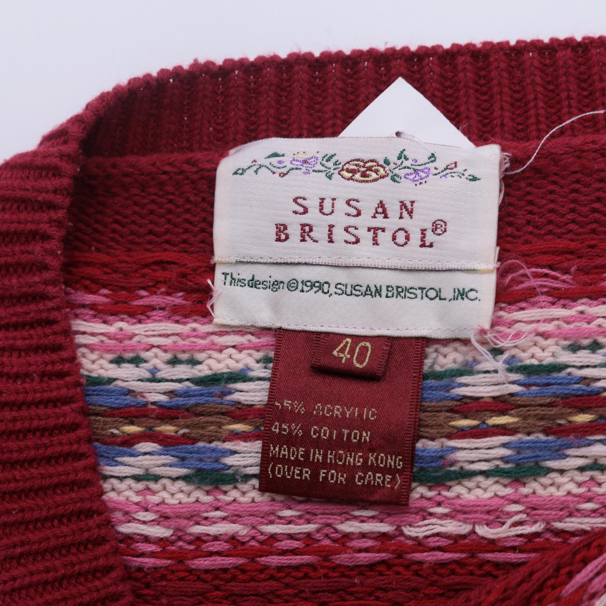 90s Susan Bristol Fair Isle Sweater Striped Snowflake Knit Medium