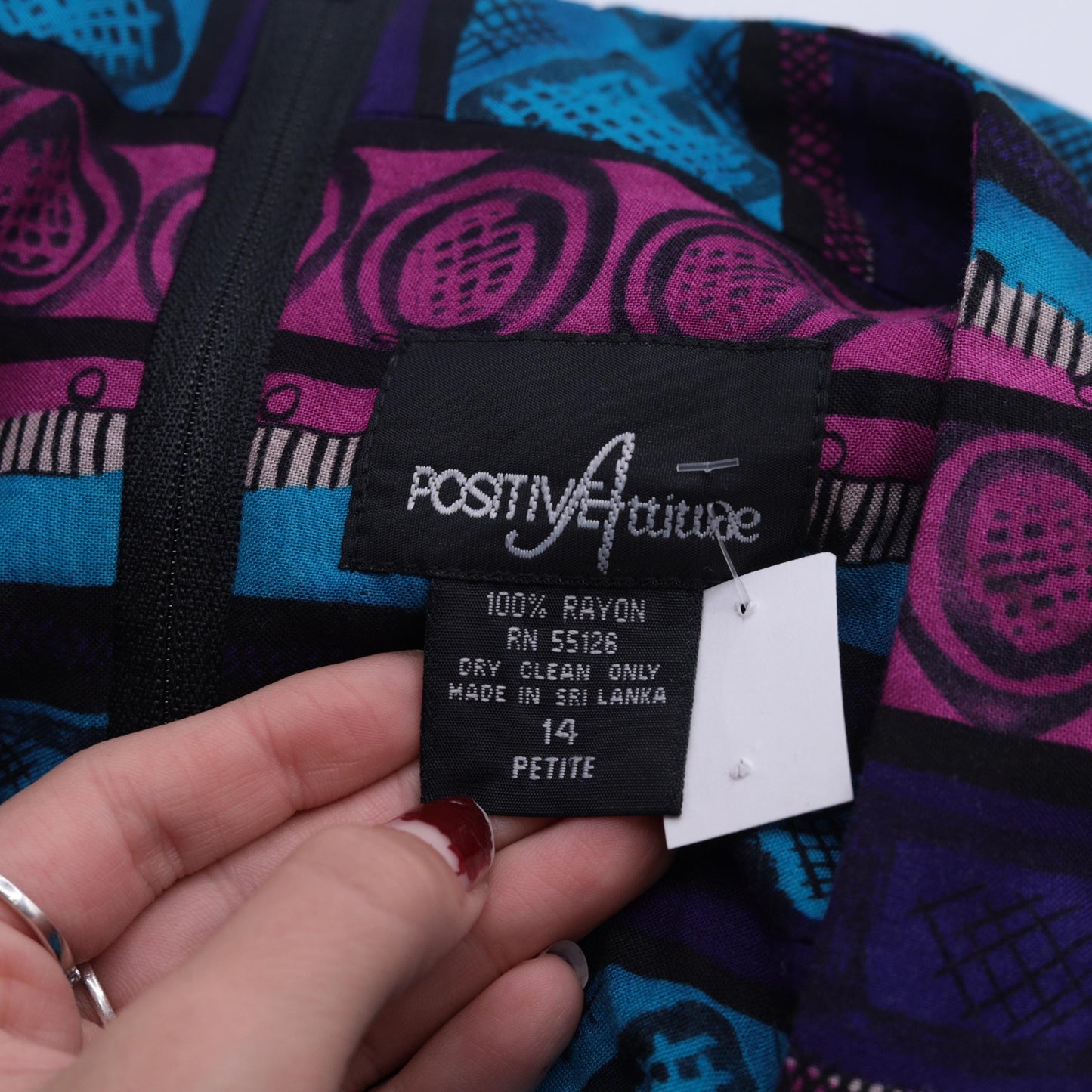90s Geometric Midi Dress Racerback Sleeveless Blue Purple Pink Medium