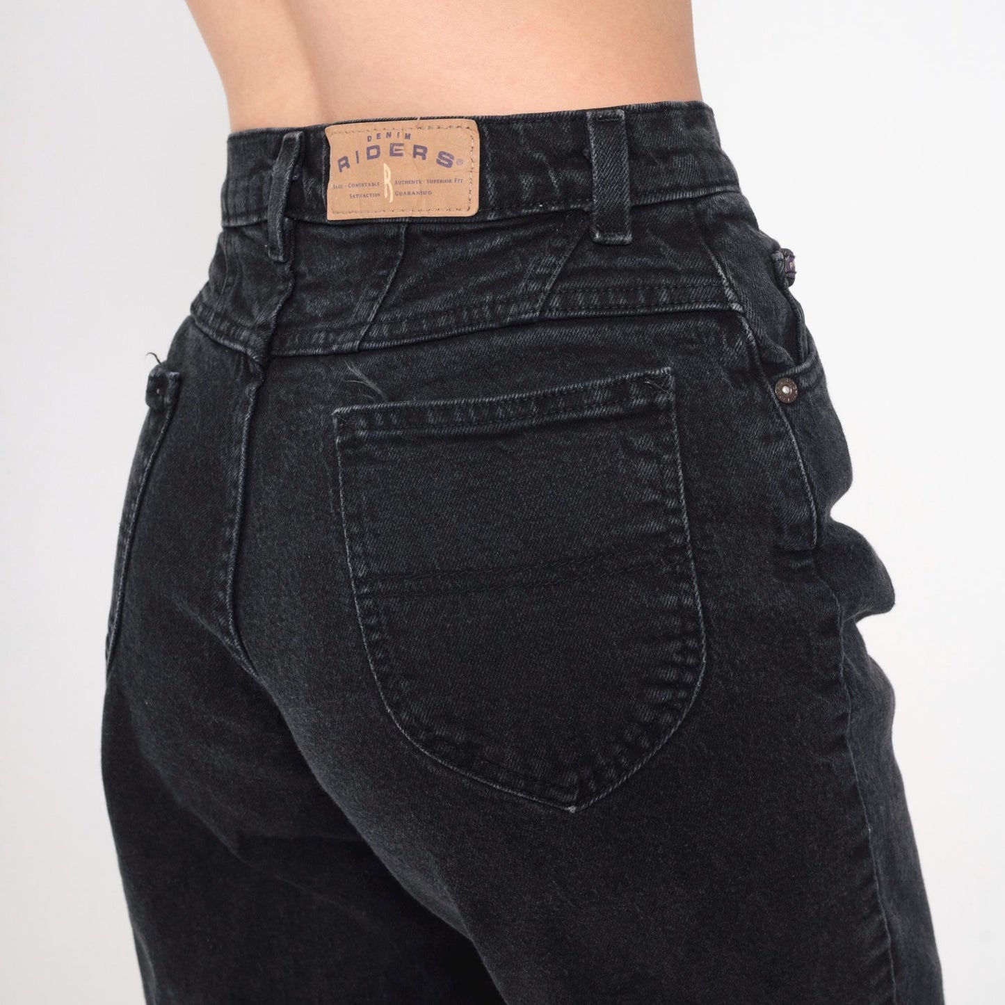 90s Riders Black High Rise Tapered Jeans Cotton Denim Small 6