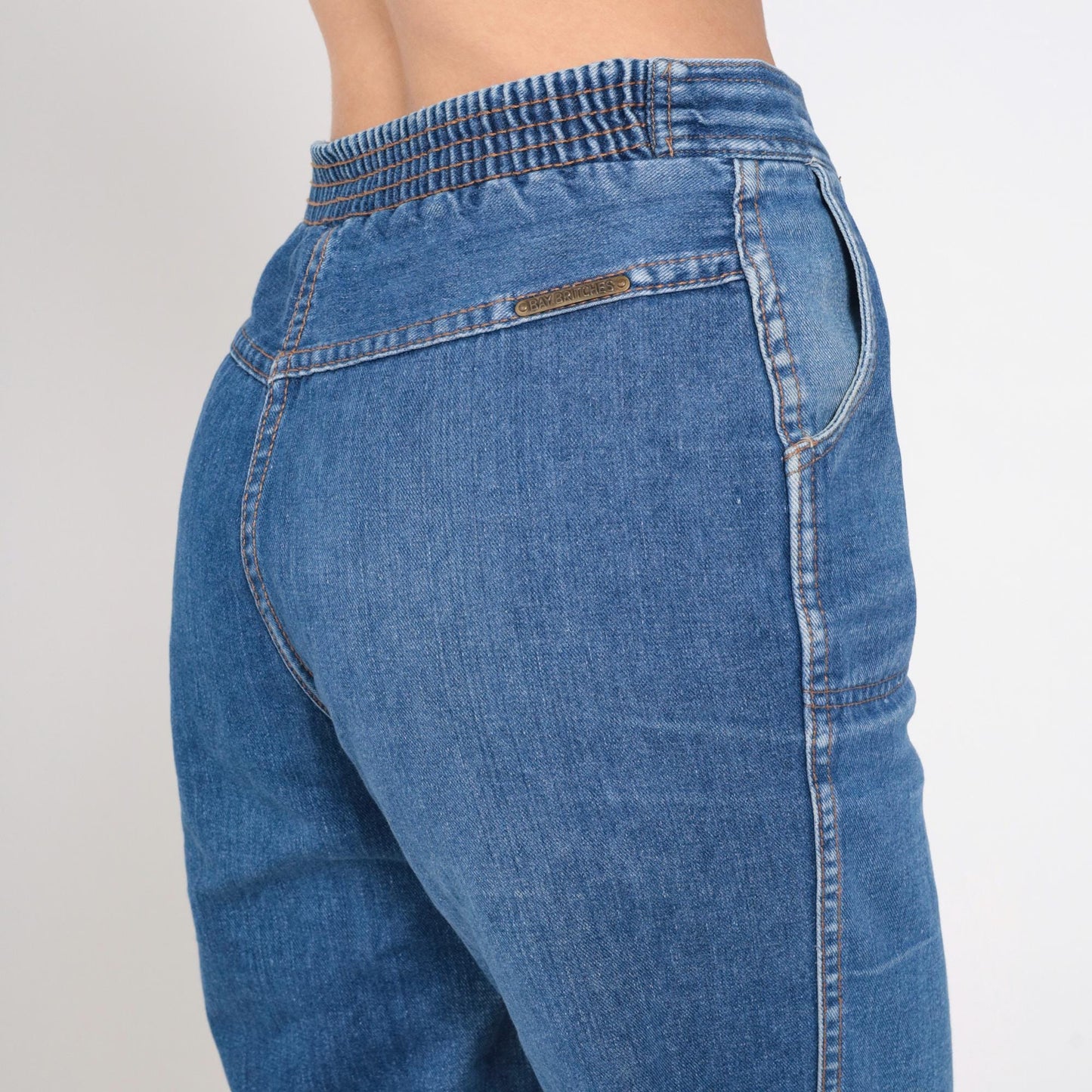 80s Bay Britches High Rise Straight Leg Jeans Faded Blue Denim Medium
