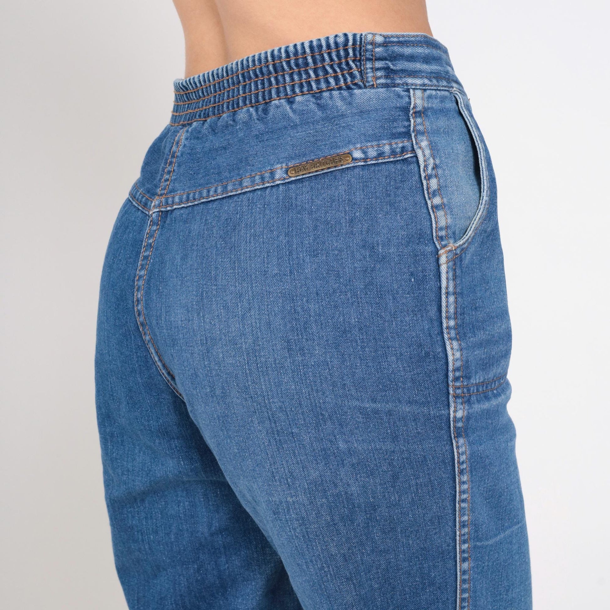 80s Bay Britches High Rise Straight Leg Jeans Faded Blue Denim Medium