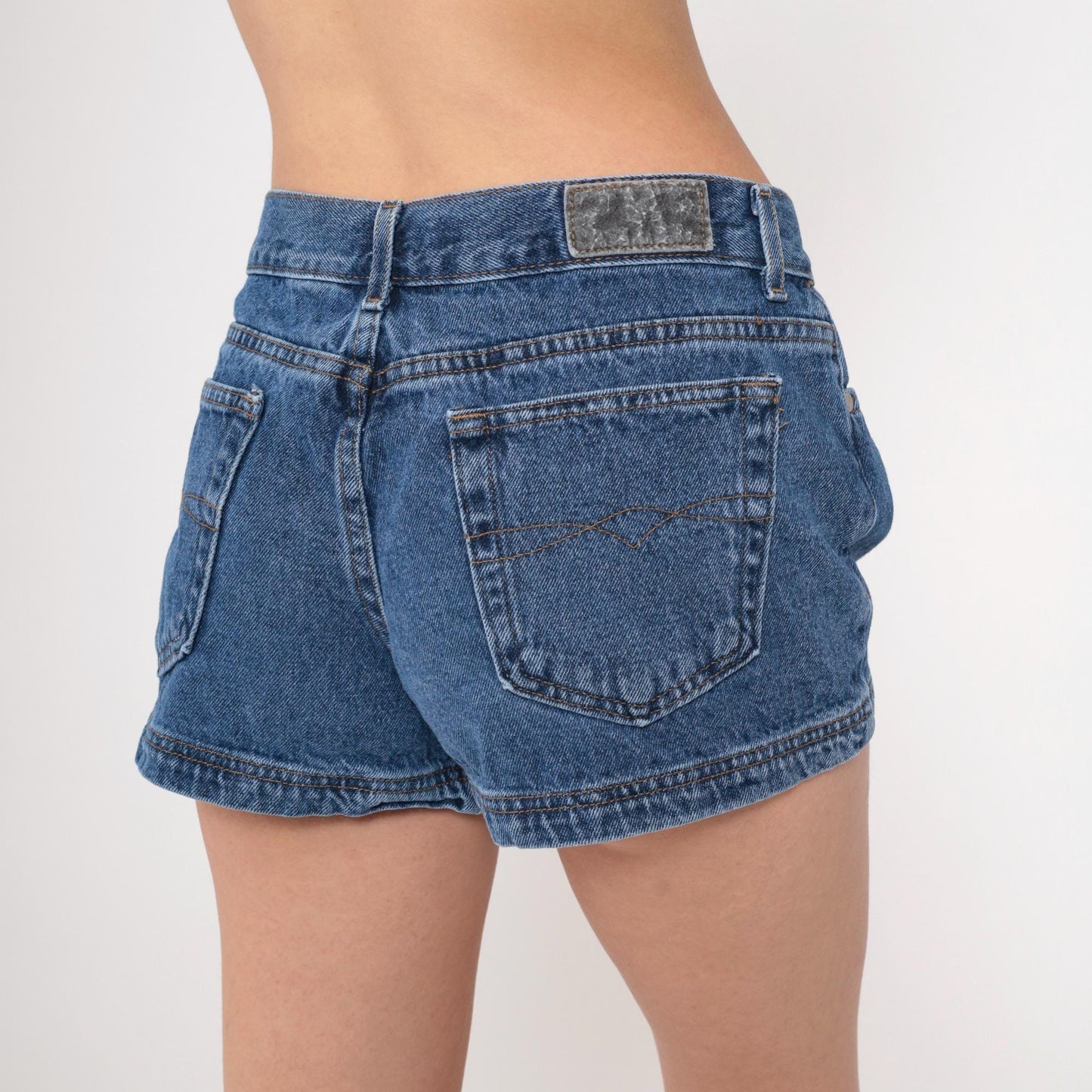 90s Blue Denim Shorts High Waist Button Fly Jean Shorts Small S