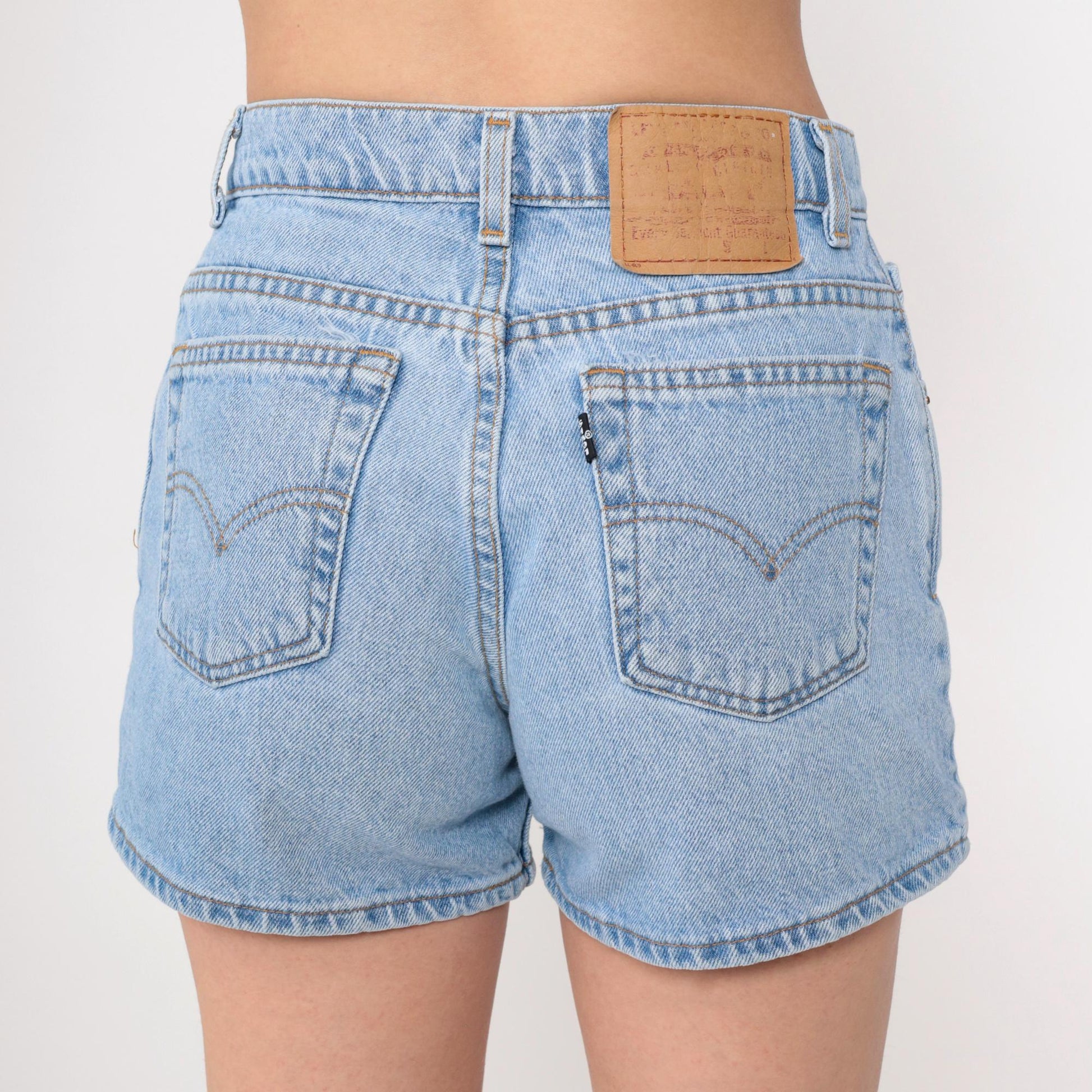90s Levi's Blue Denim Shorts High Rise Button Fly Small