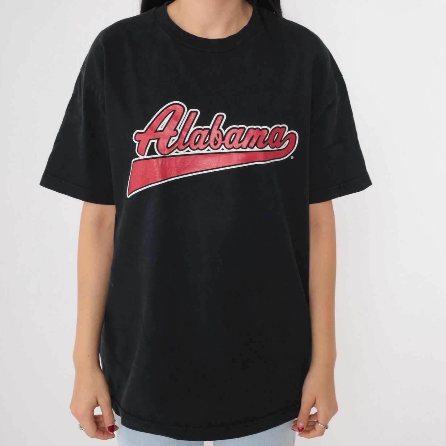 Y2K Alabama Graphic T-Shirt Black Cotton Tee Large L