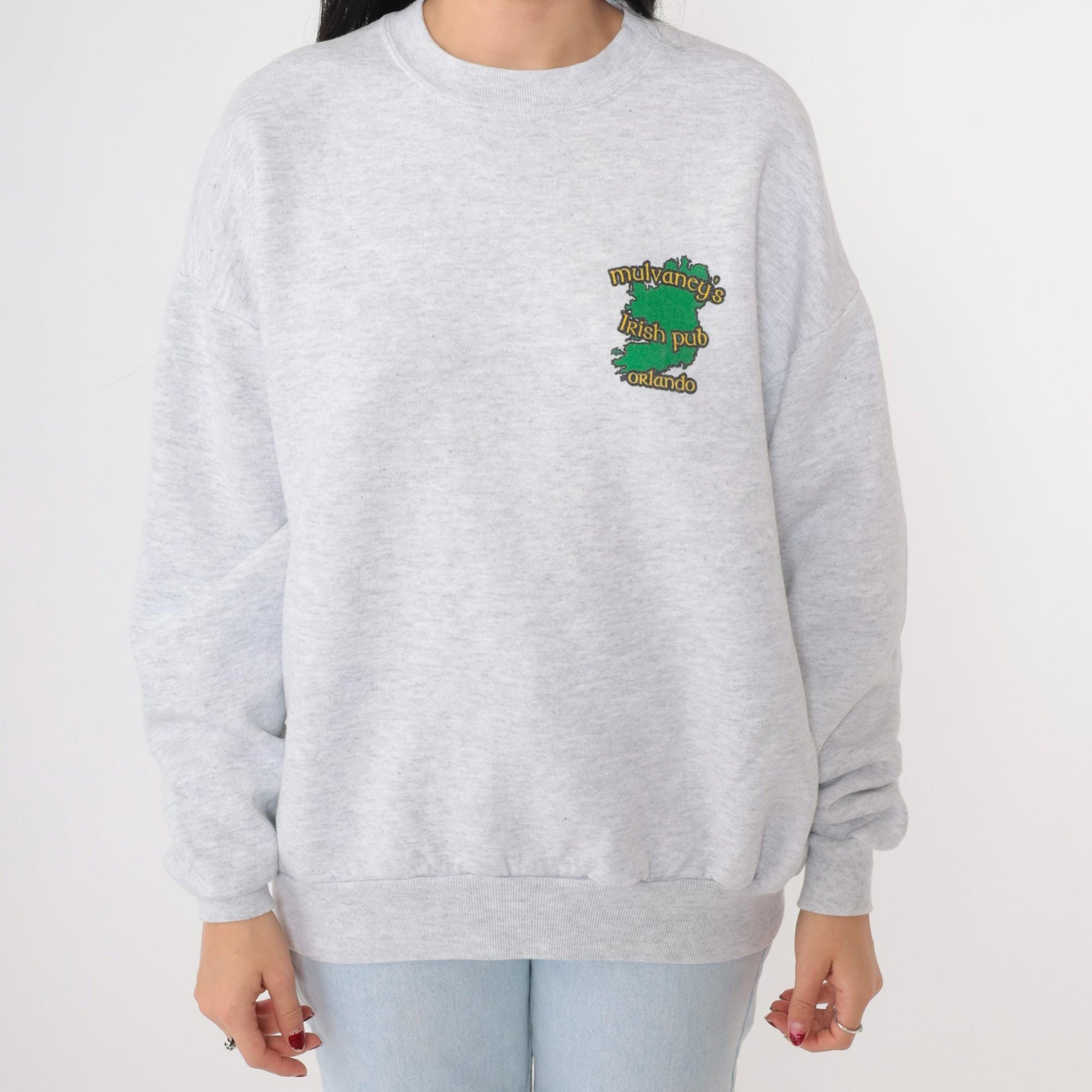 90s Mulvaney's Irish Pub Sweatshirt Grey Graphic Crewneck Large