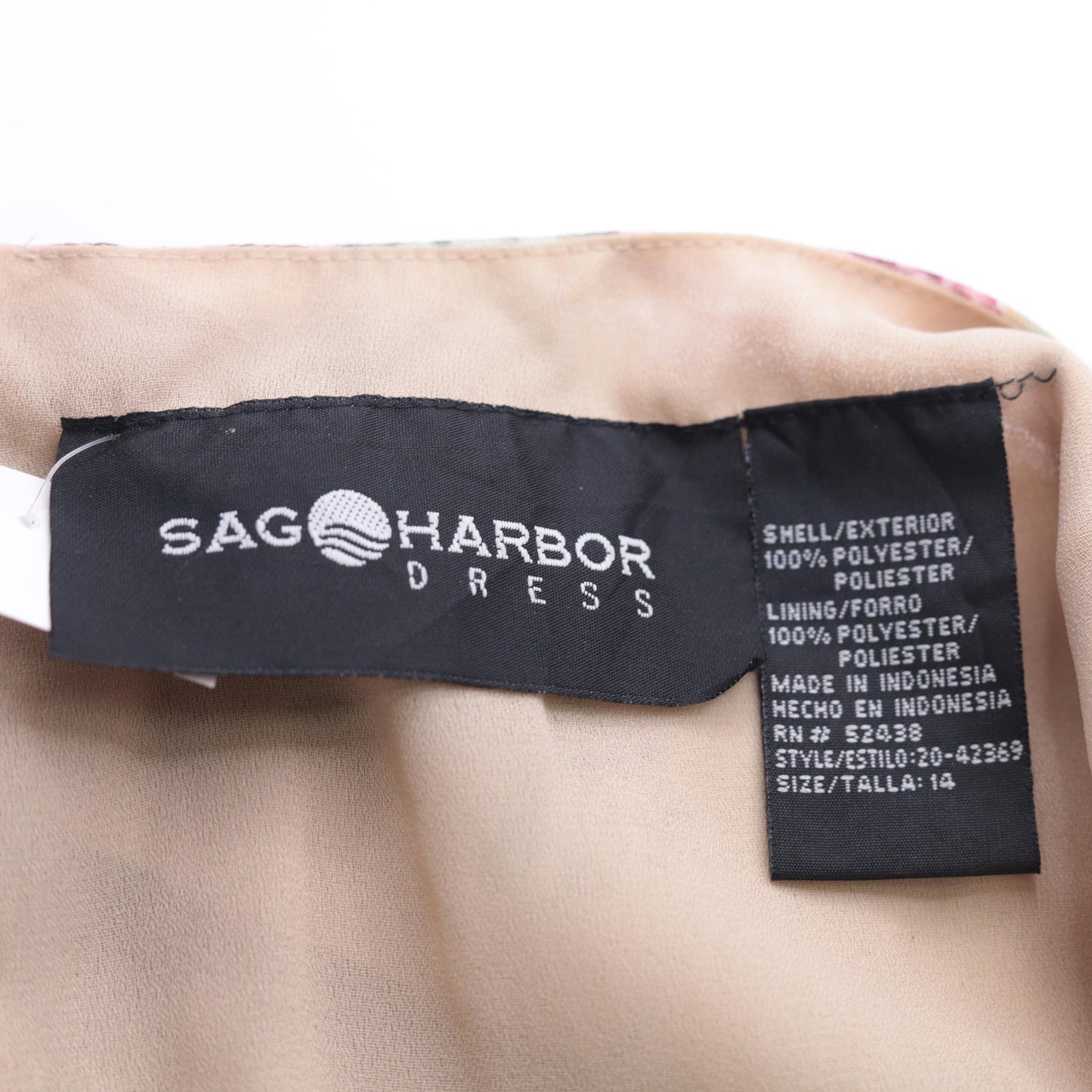 90s Sag Harbor Floral Chiffon Midi Dress Tan Tiered Sleeveless Large 14