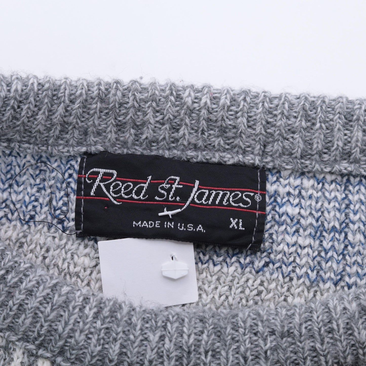 80s Striped Knit Sweater Blue Grey Pullover Extra Large XL