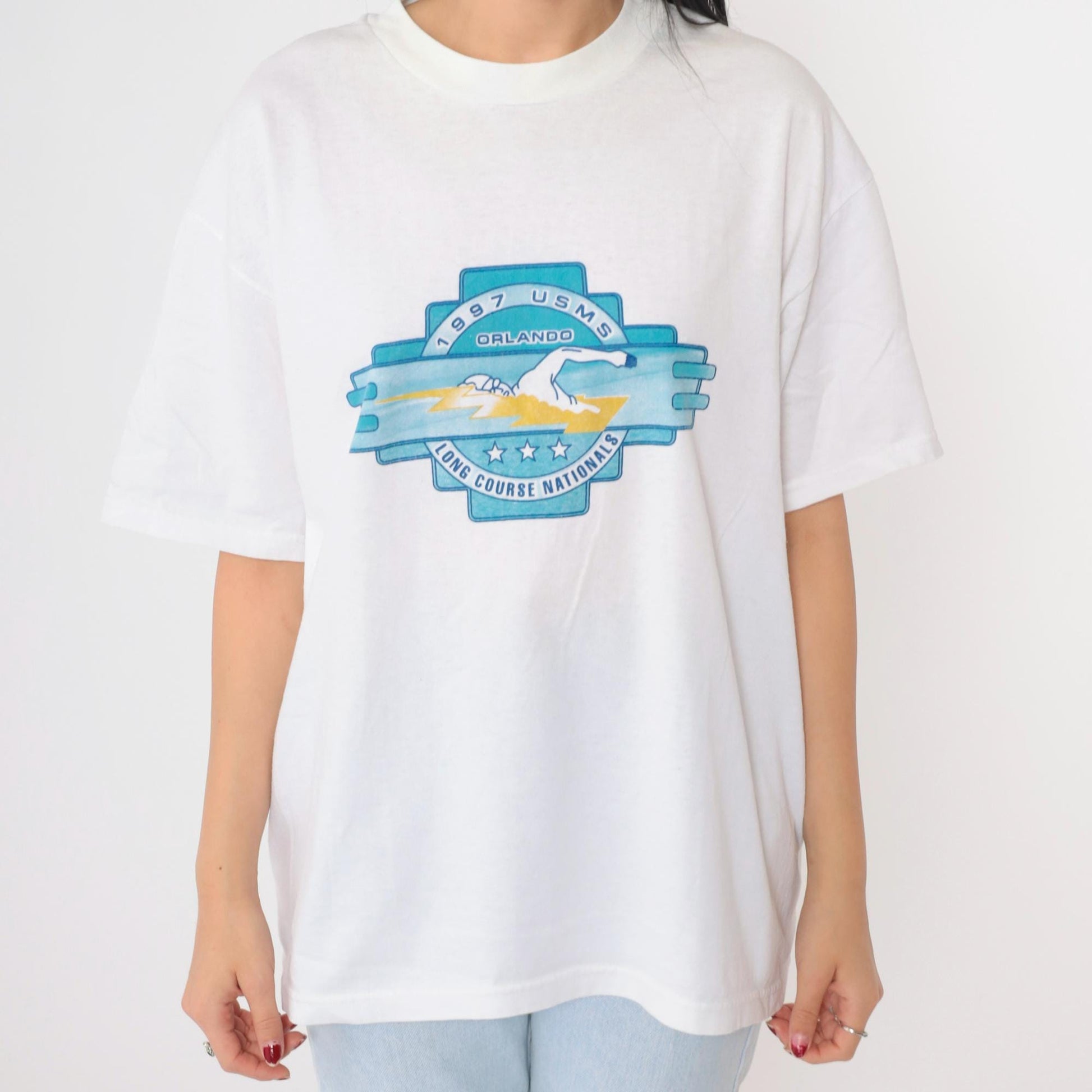 1997 USMS Long Course Nationals Orlando Graphic T-Shirt White Large