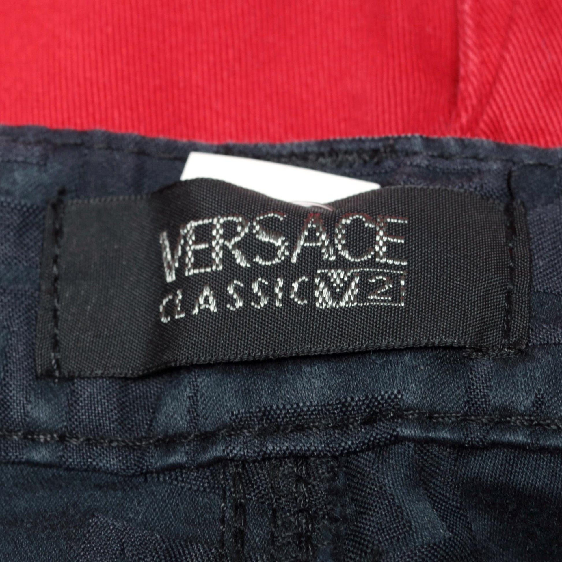 Versace Classic V2 Geometric Embossed Black Trousers Size 32