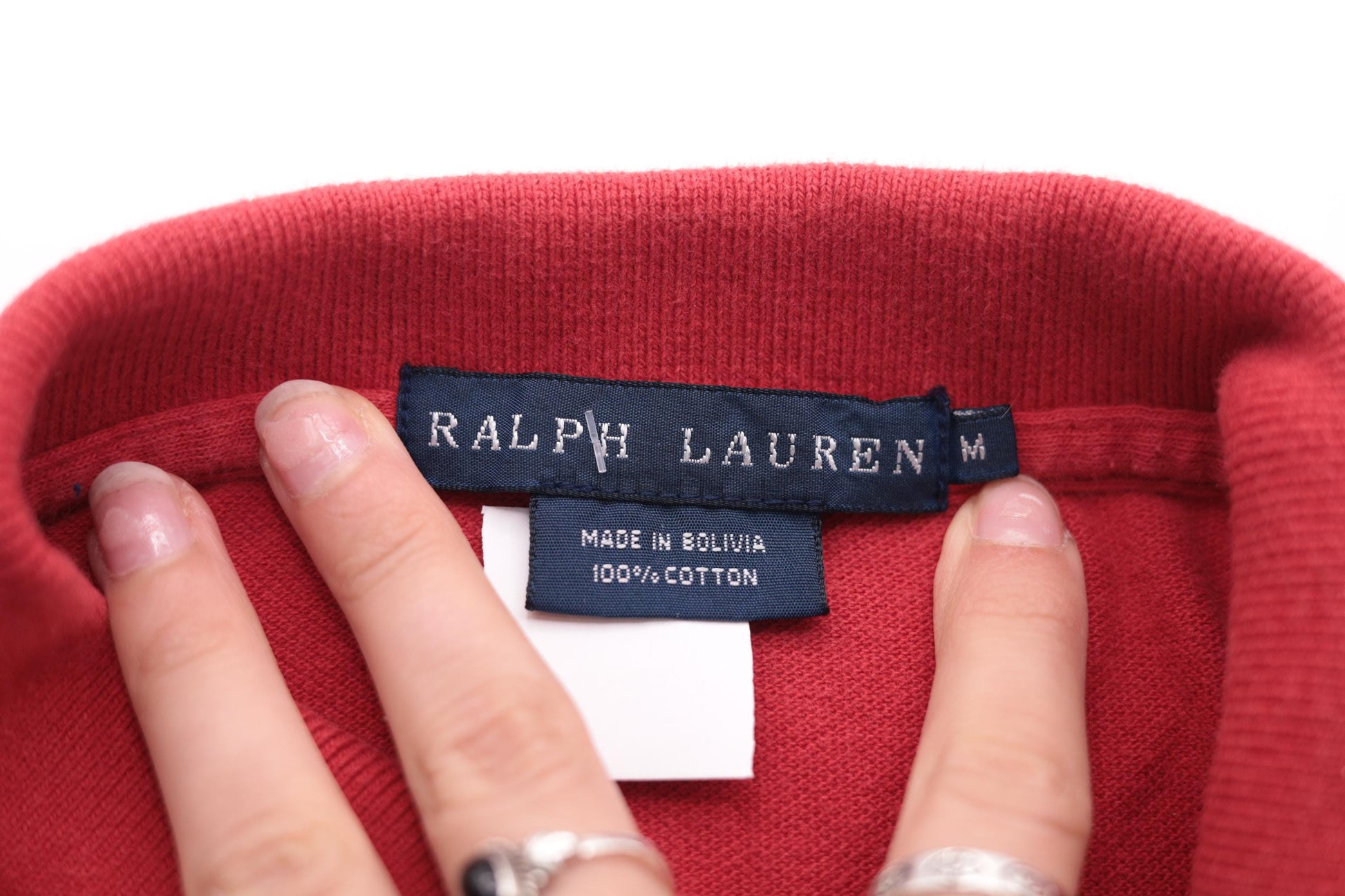 90s Ralph Lauren Crop Top Red Polo Shirt Raw Hem Medium M