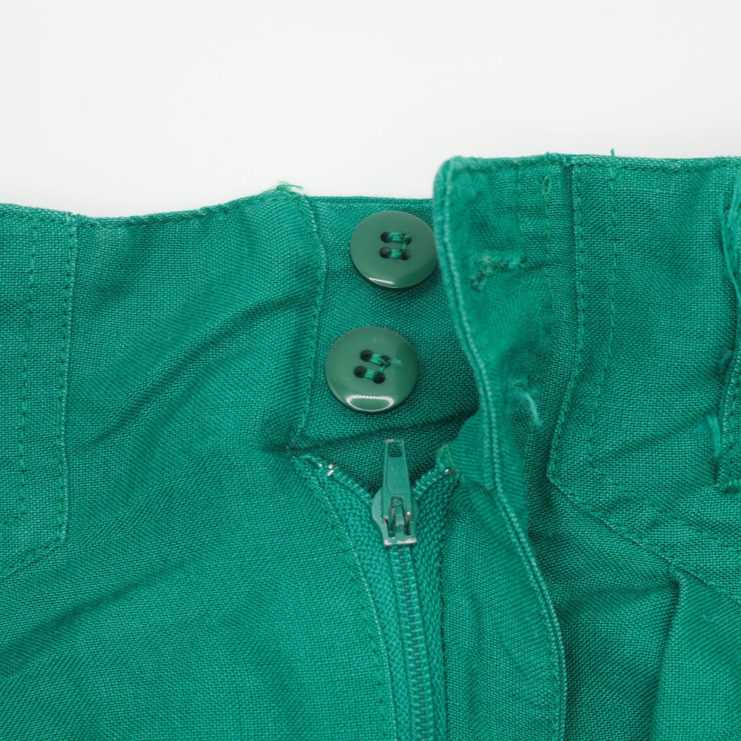 90s Green Pleated High-Waist Shorts Cotton Preppy Small