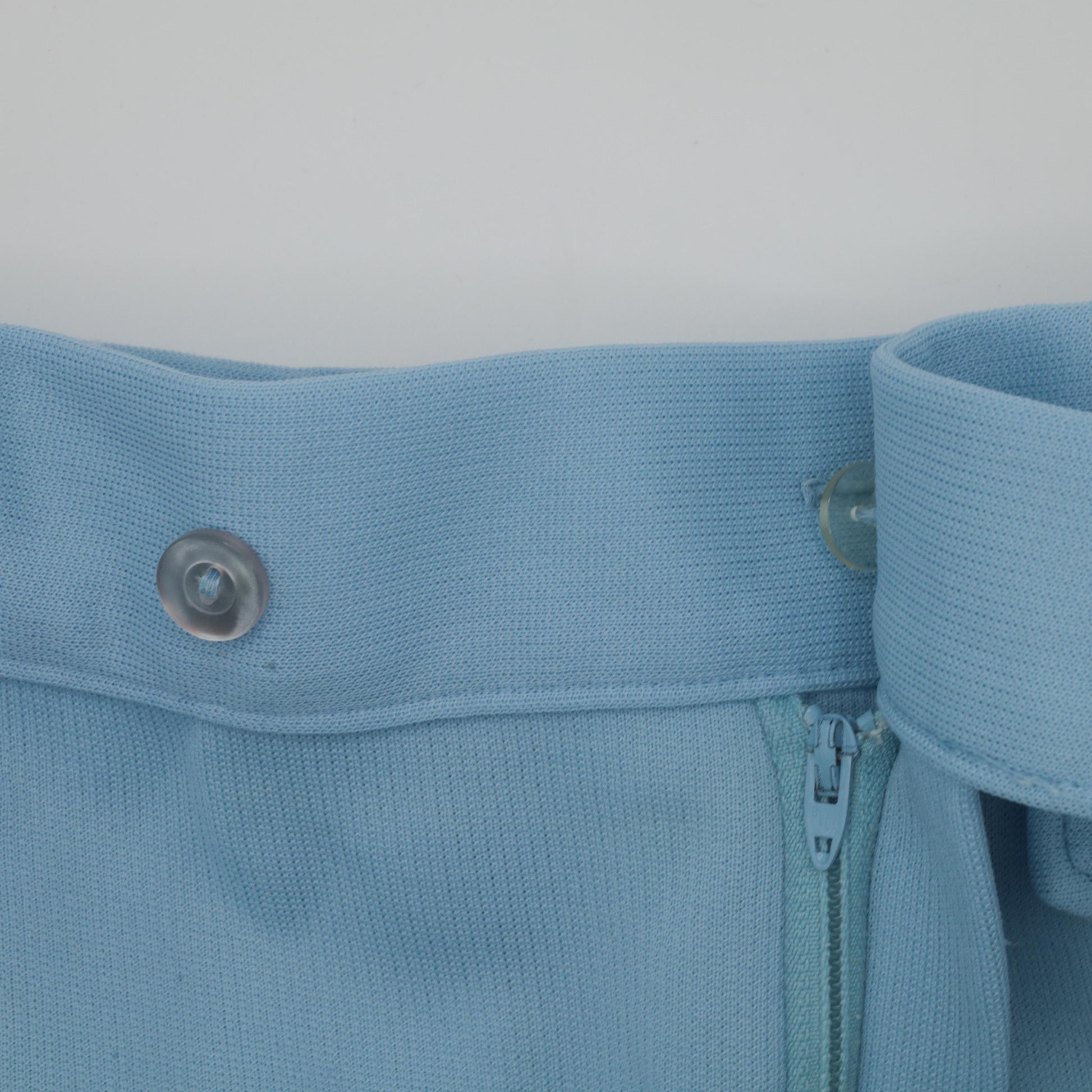 70s Baby Blue Polyester High Waist Bell Bottom Flared Trousers Small