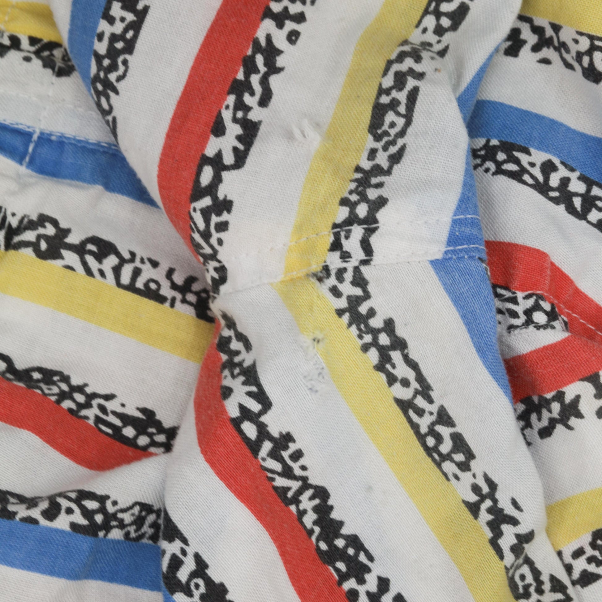 90s Striped Shorts Red Yellow White Elastic Waist Cotton Blend Small