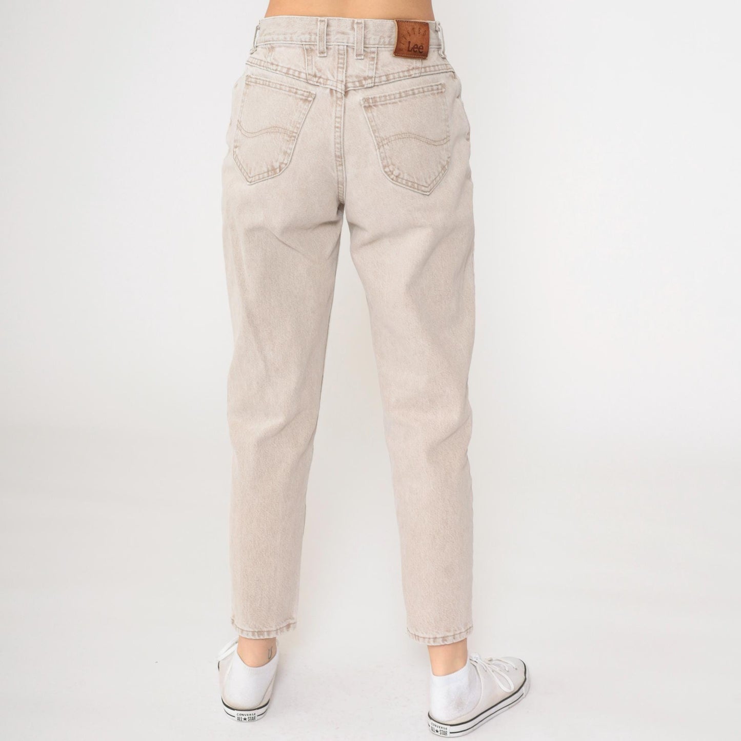 90s Lee High Waist Tapered Jeans Light Brown Denim Small