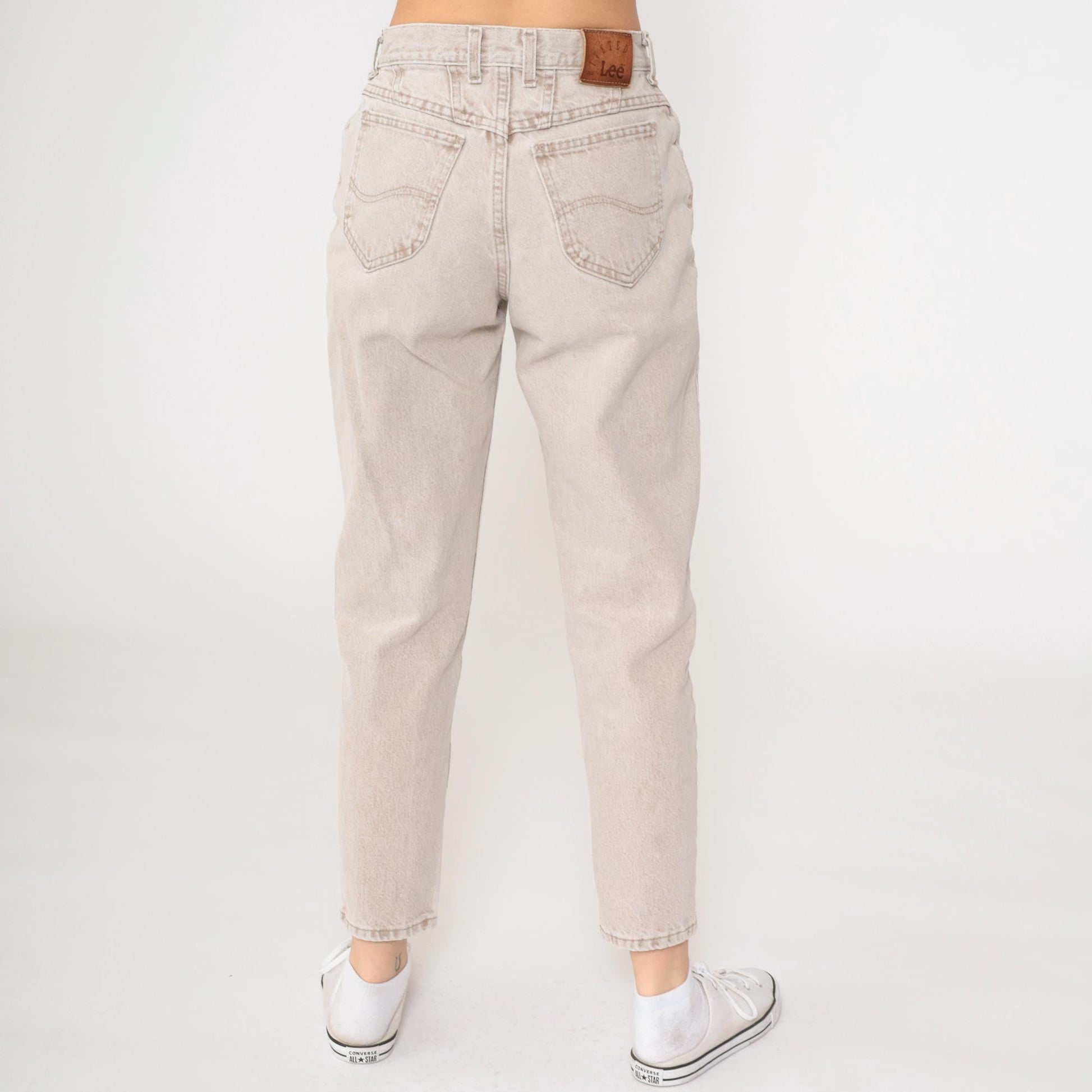 90s Lee High Waist Tapered Jeans Light Brown Denim Small