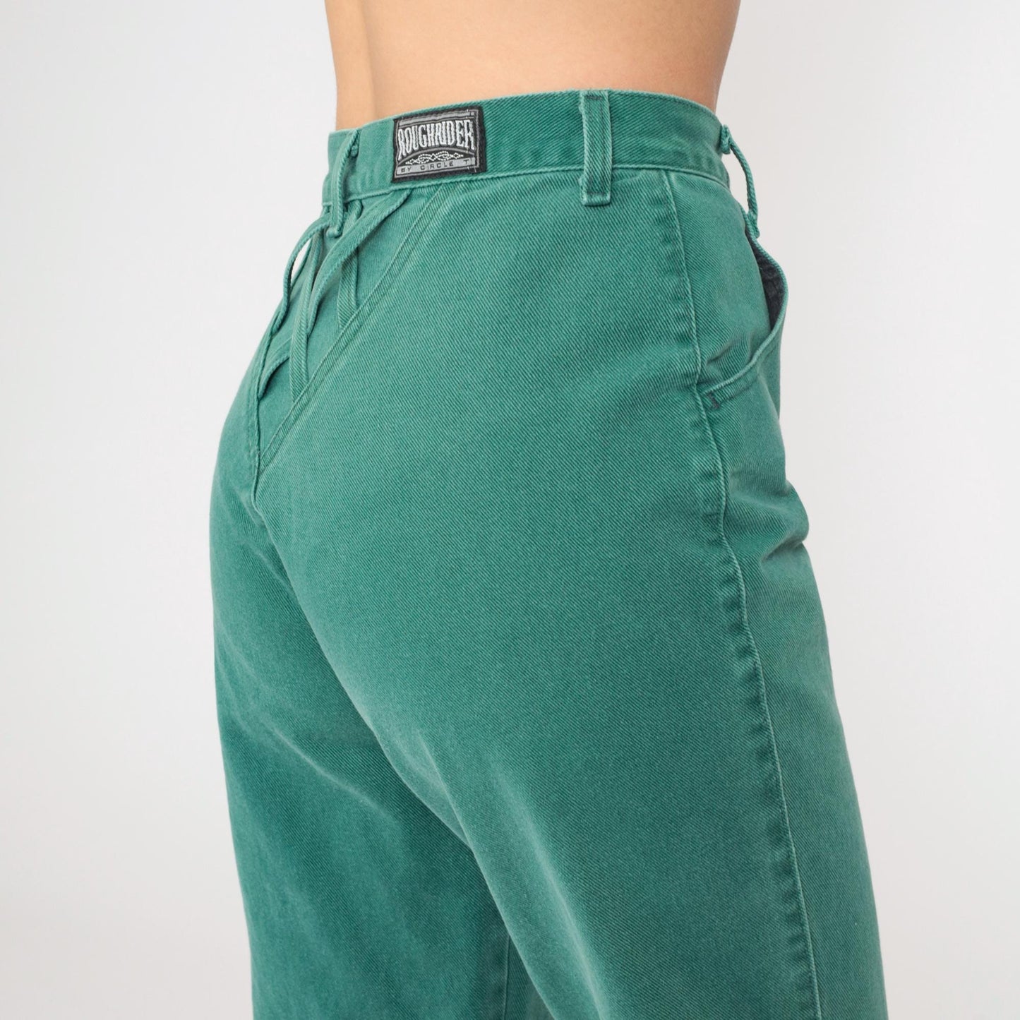 90s Roughrider Green Denim Western Jeans High Waist Straight Leg Extra Small XS