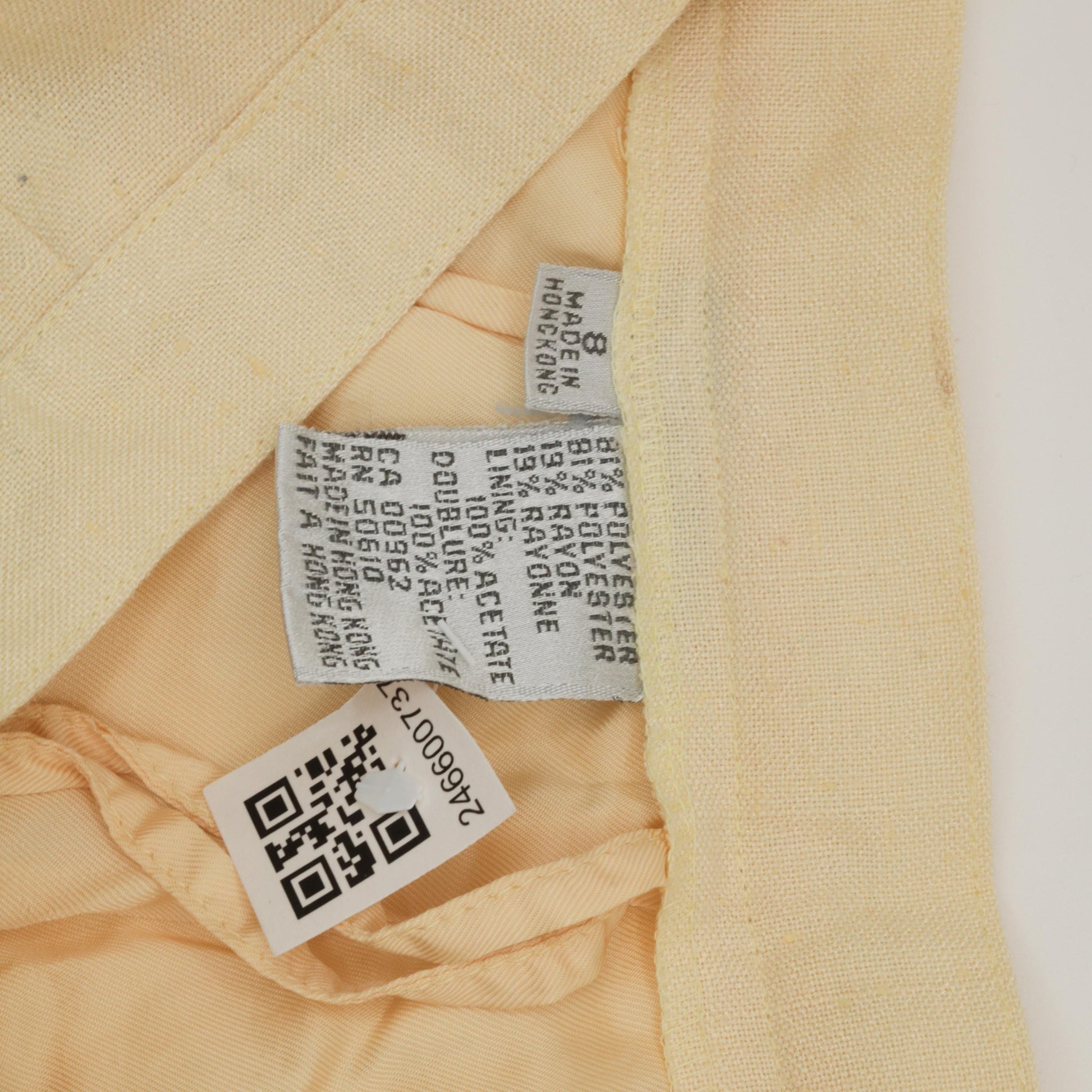 90s Light Yellow Midi Pencil Skirt High Waist Extra Small