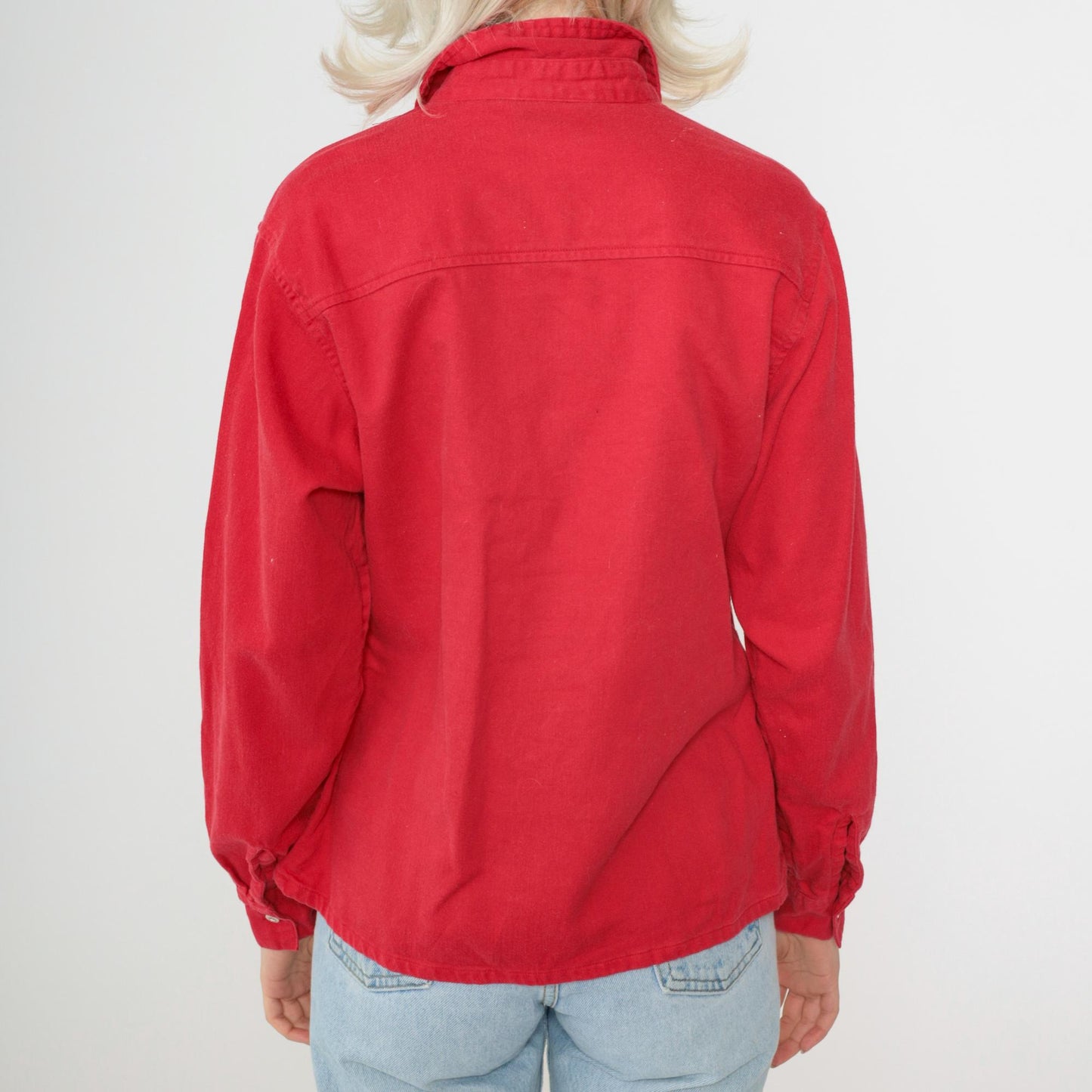 90s Faded Glory Red Button Up Shirt Long Sleeve Chest Pocket Medium