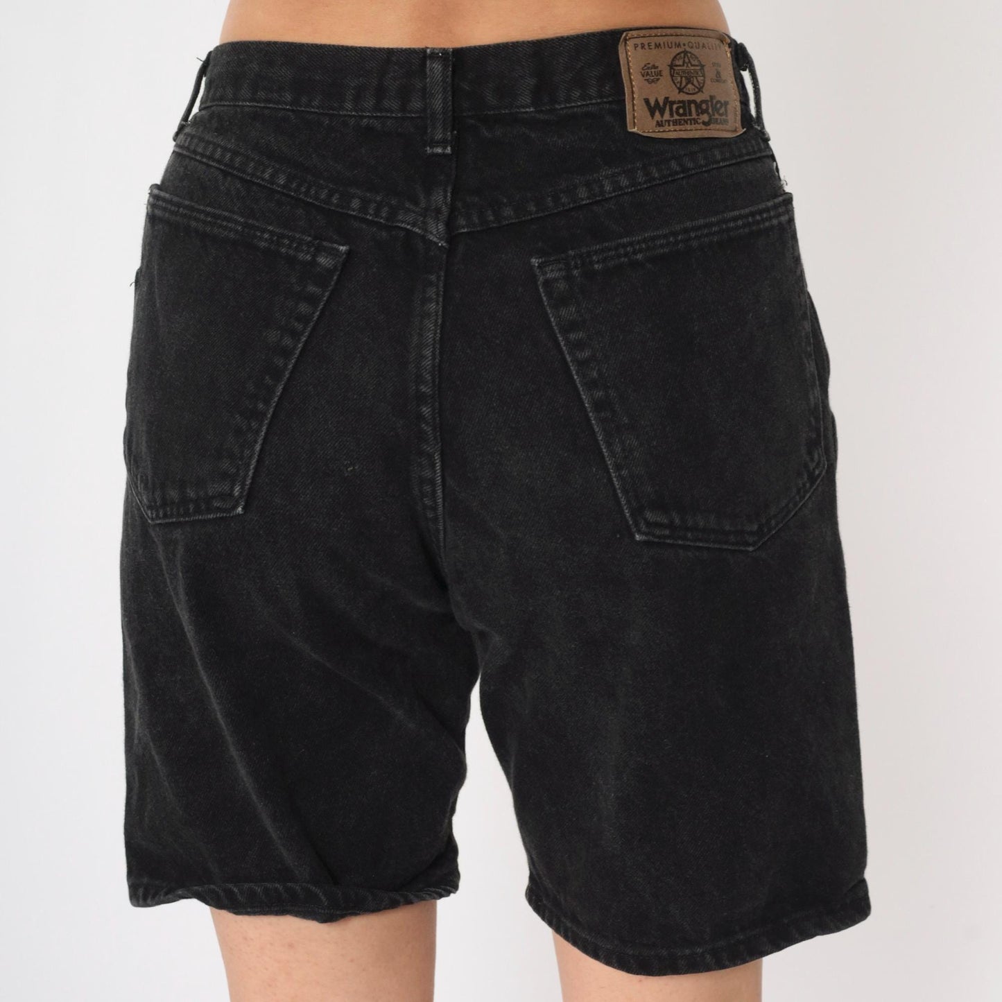 90s Wrangler Black Denim Shorts High Waist Jean Bermuda Medium