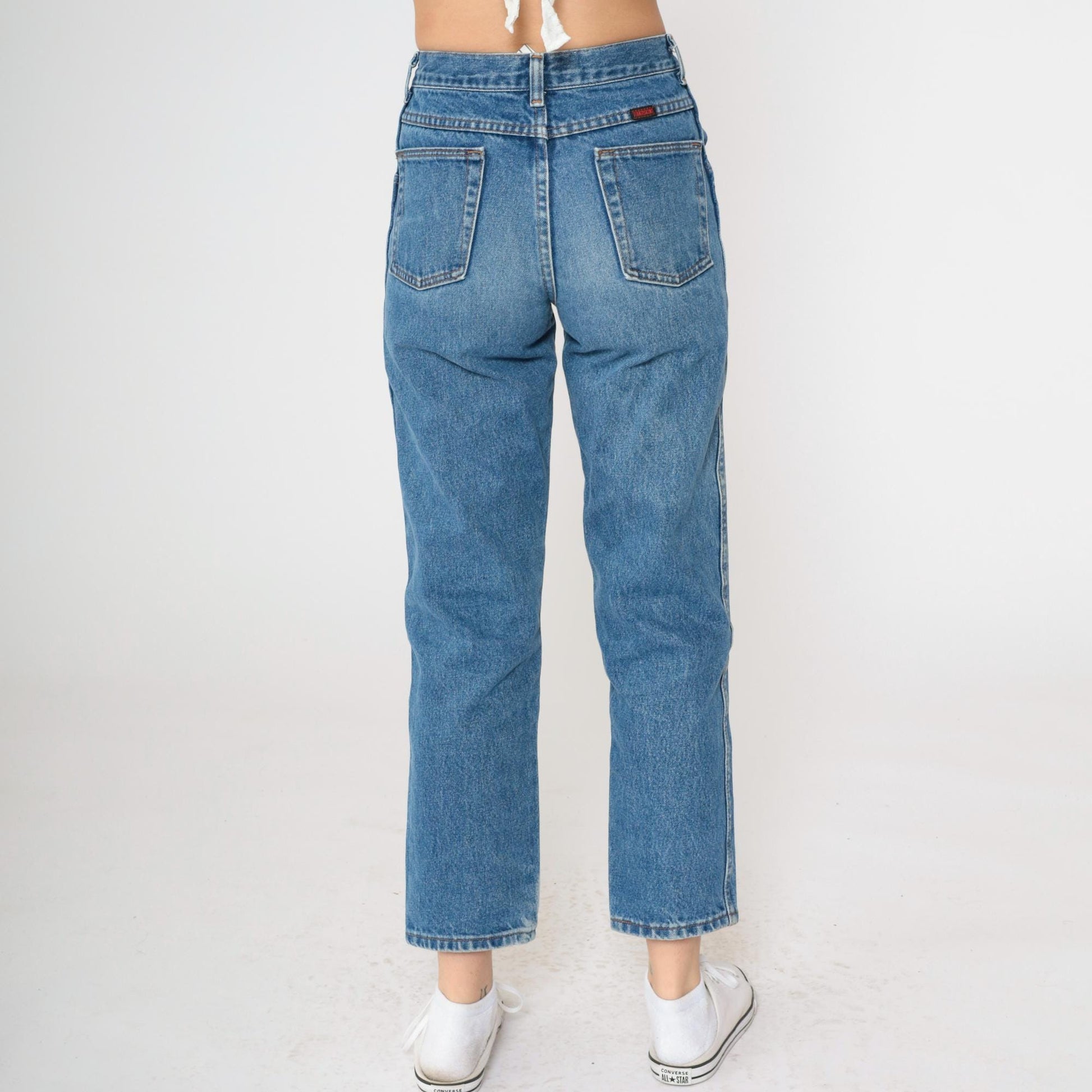 90s Toughskins High Rise Straight Leg Jeans Faded Blue Ankle XS