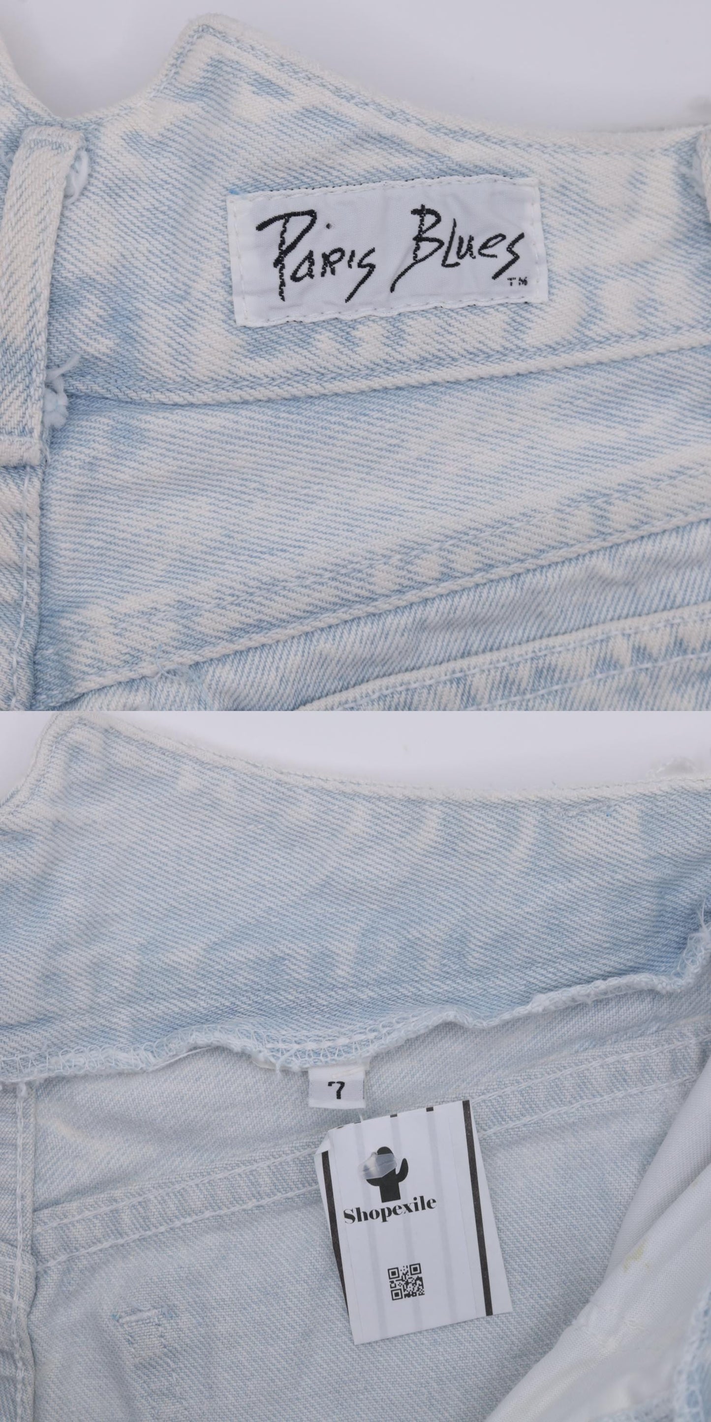 90s Paris Blues Light Blue Denim Cutoff Shorts High Waisted Fringe Small