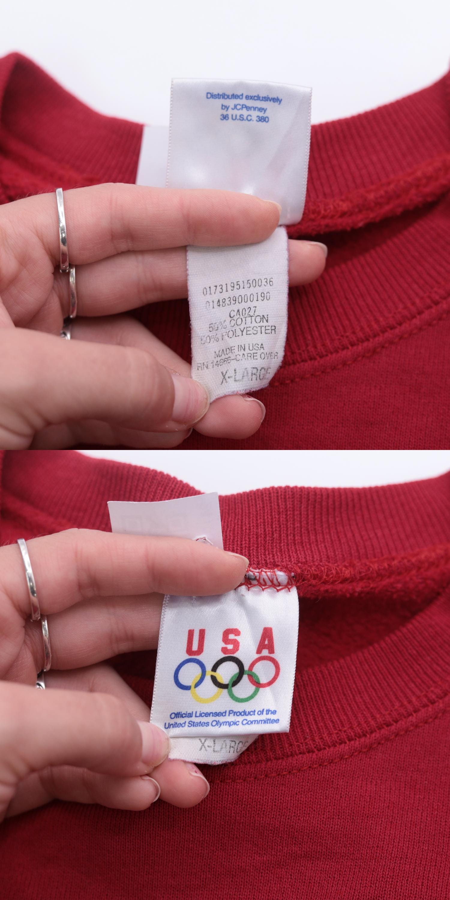 90s USA Olympics Committee Crewneck Sweatshirt Red Extra Large XL