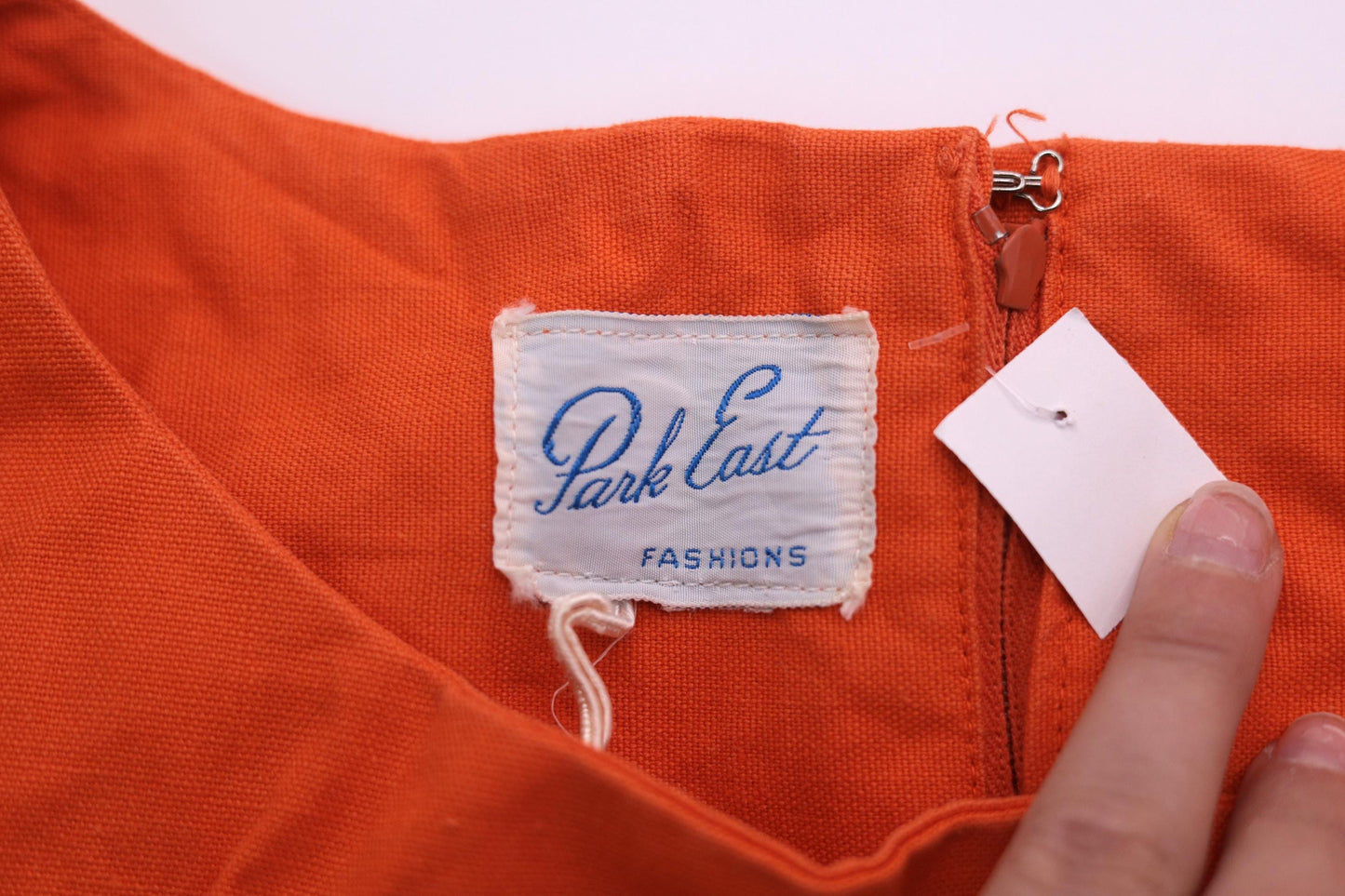 60s Mod Orange Shift Dress Sleeveless Pockets Curved Hem Small Medium