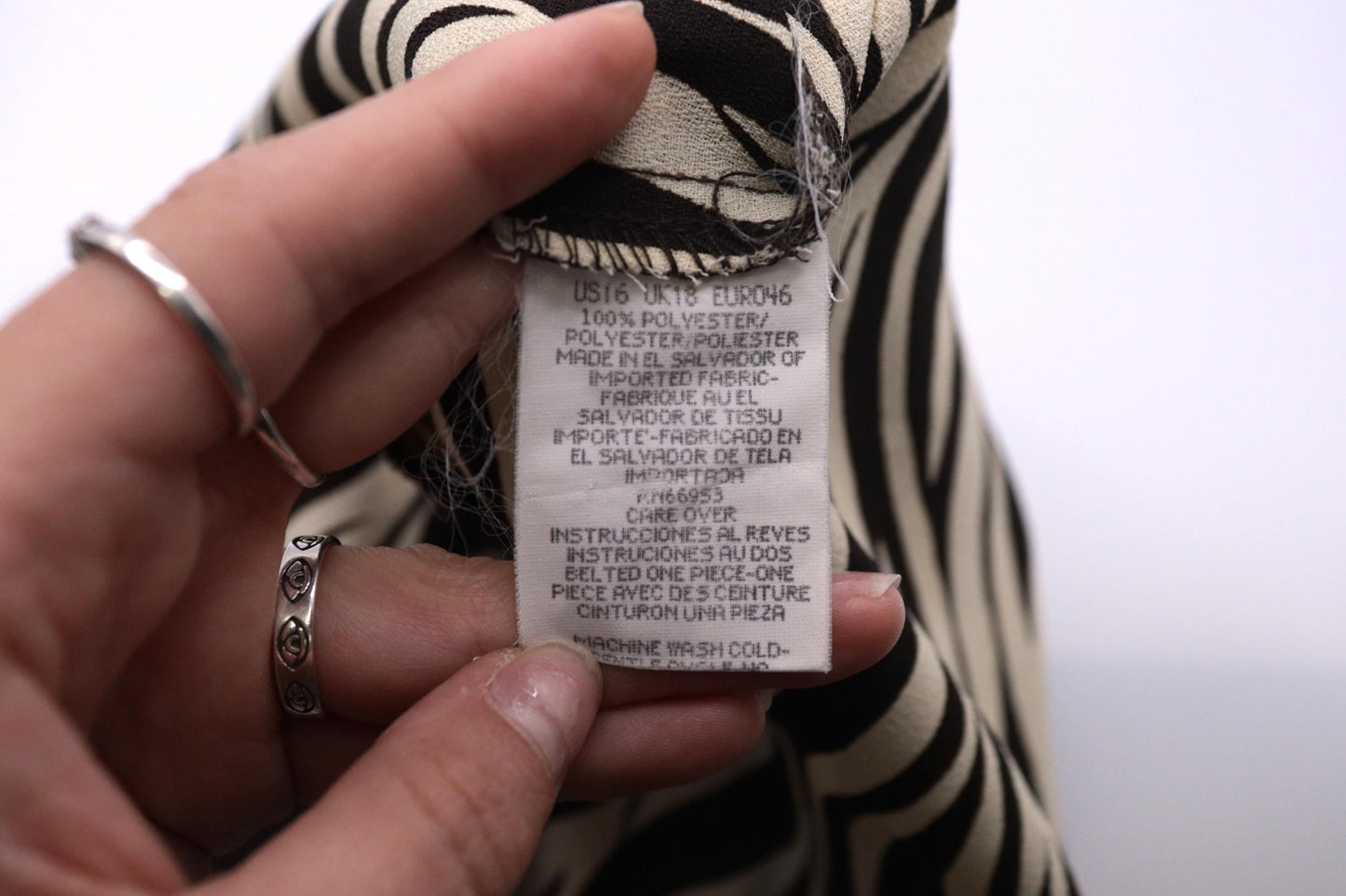 80s Leslie Fay Zebra Print Midi Shirtdress Brown Cream Double-Breasted Extra Large