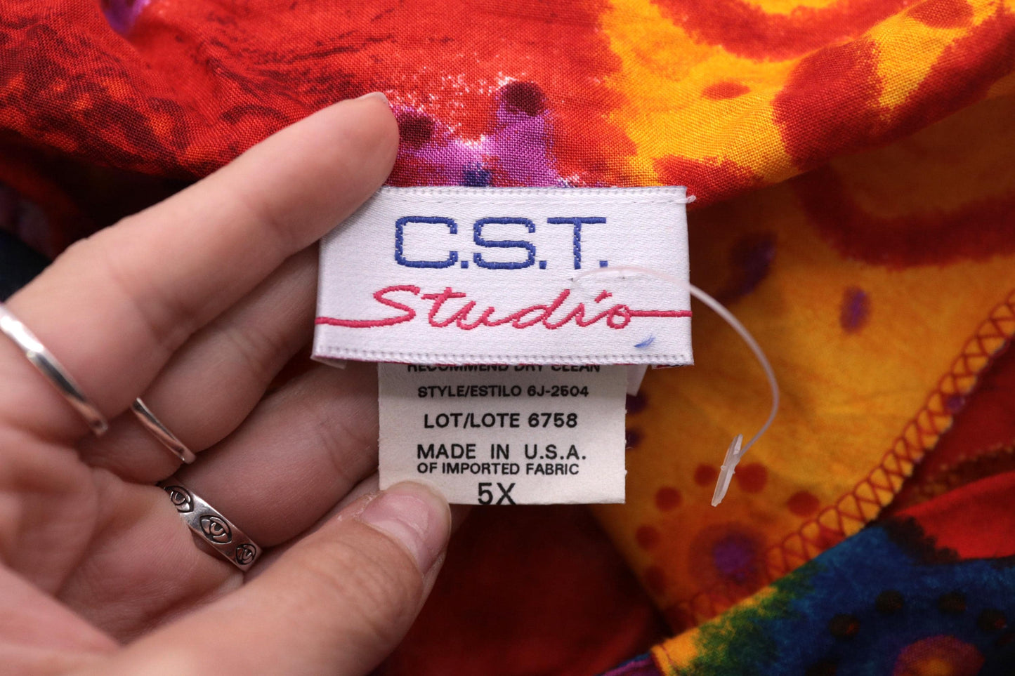90s C.S.T. Studio Patchwork Paisley Floral Button-Up Tunic Plus Size Red Yellow XXL