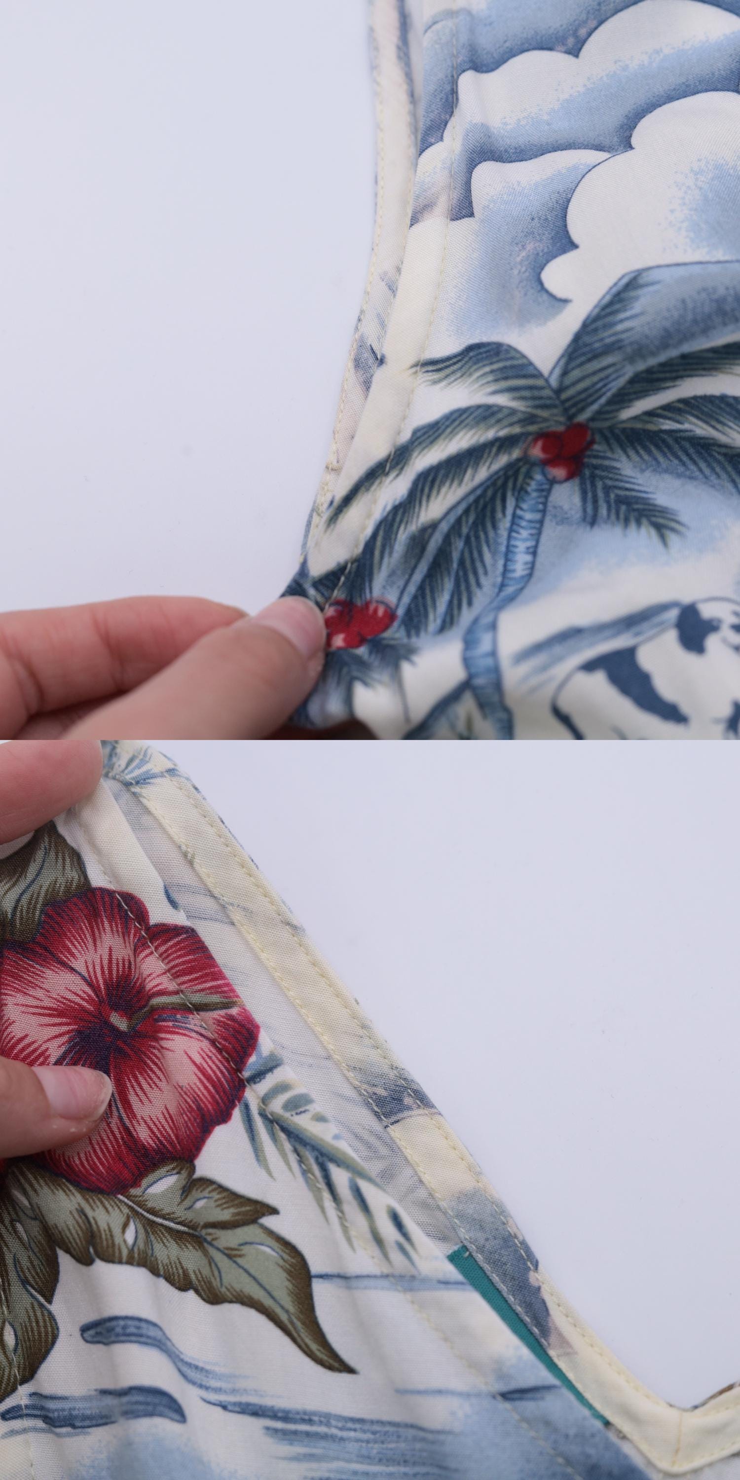 Big Dogs Tropical Floral Rayon Midi Dress V Neck Sleeveless Blue White Large