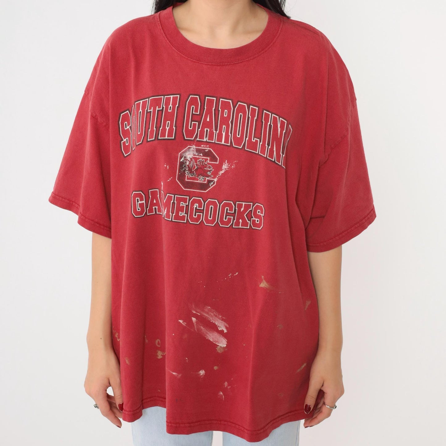 00s South Carolina Gamecocks Paint Splatter Graphic Tee Red XXL