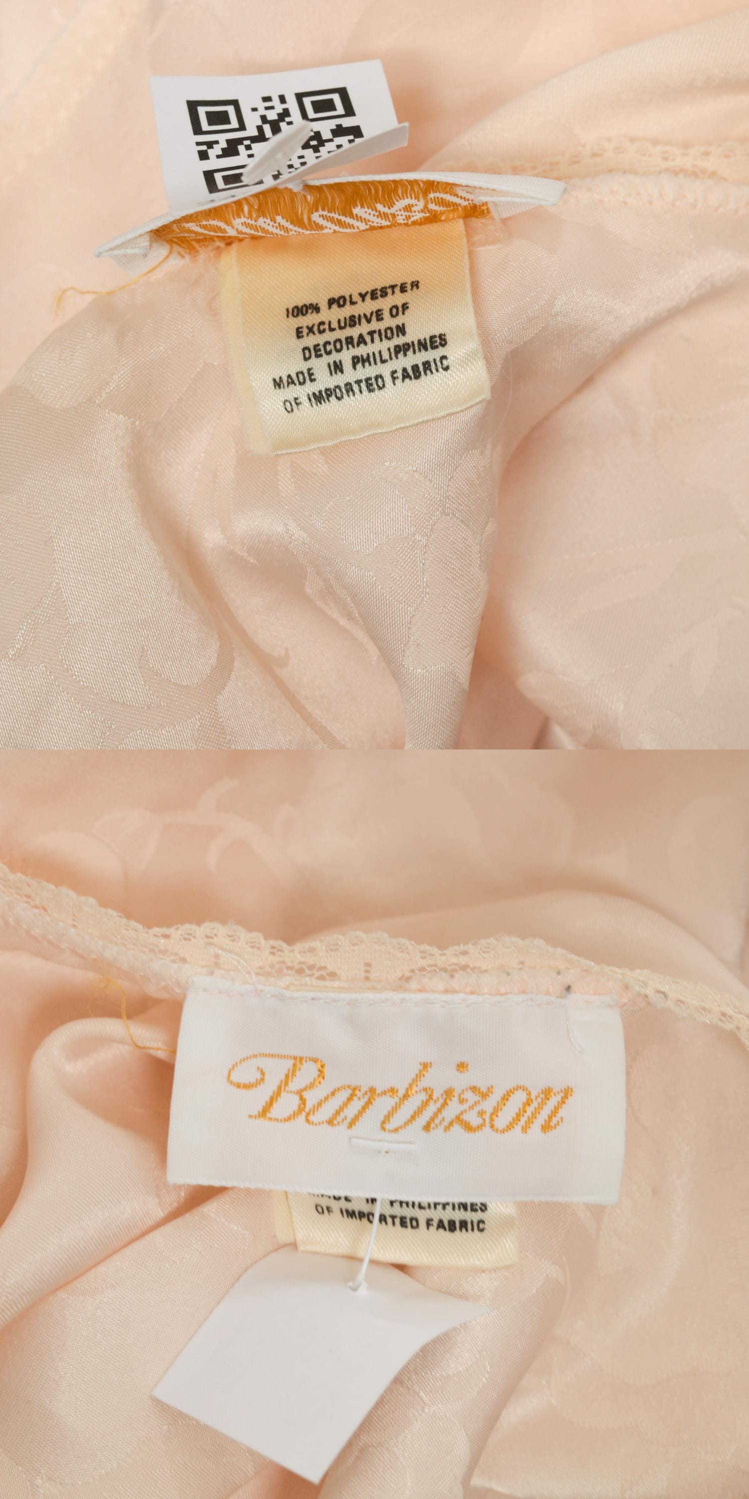 90s Barbizon Baby Pink Floral Embossed Nightgown Lace Trim Mini Large L