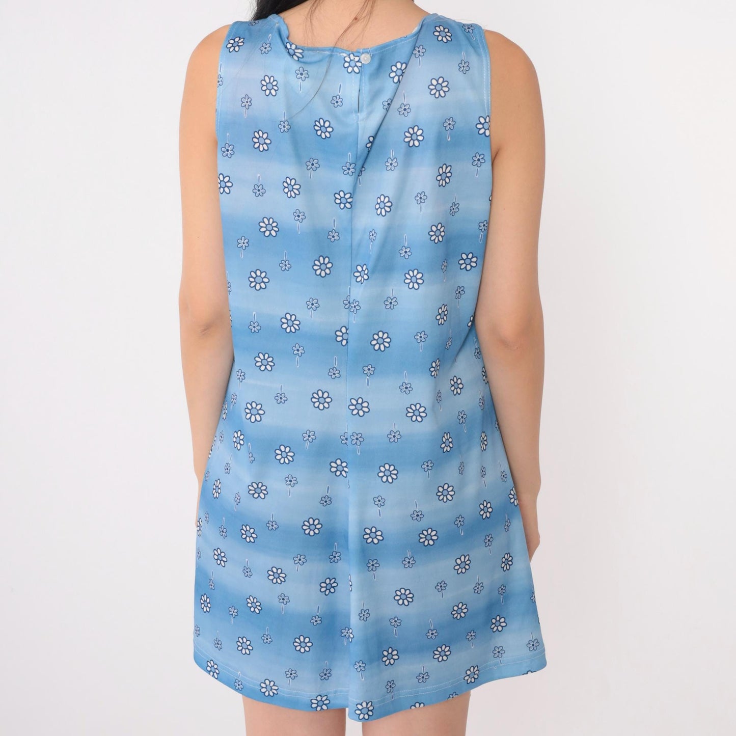 90s Joule Blue Floral Daisy Mini Sundress Sleeveless A-Line Large L