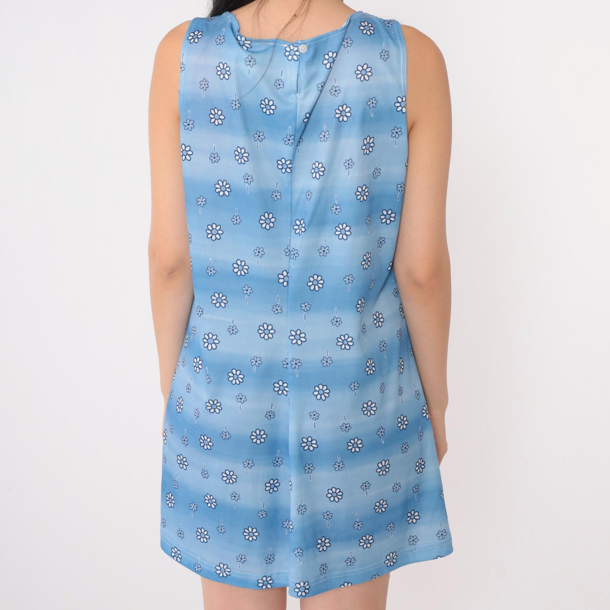 90s Joule Blue Floral Daisy Mini Sundress Sleeveless A-Line Large L