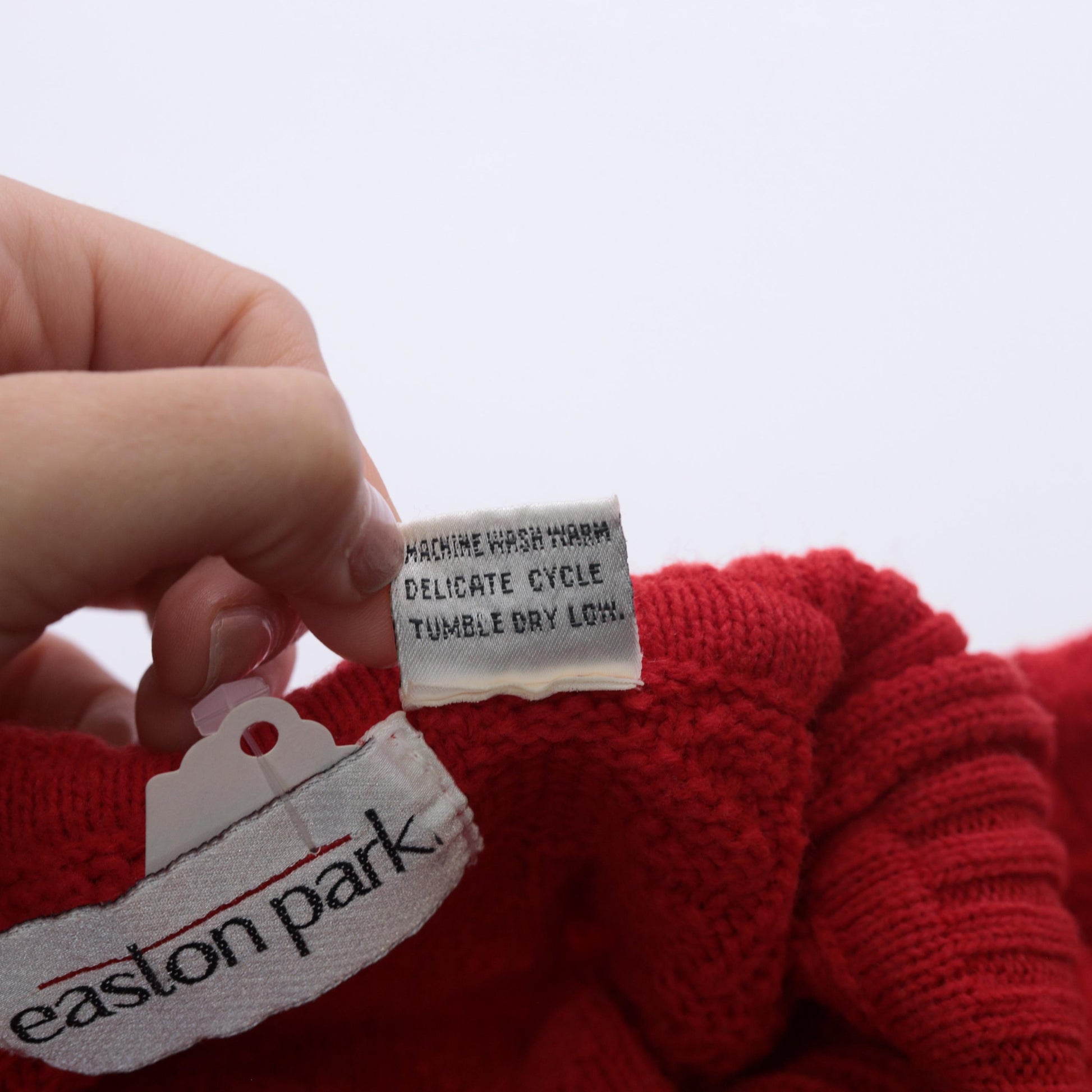 80s Red Textured Turtleneck Sweater Acrylic Knit Pullover Medium M