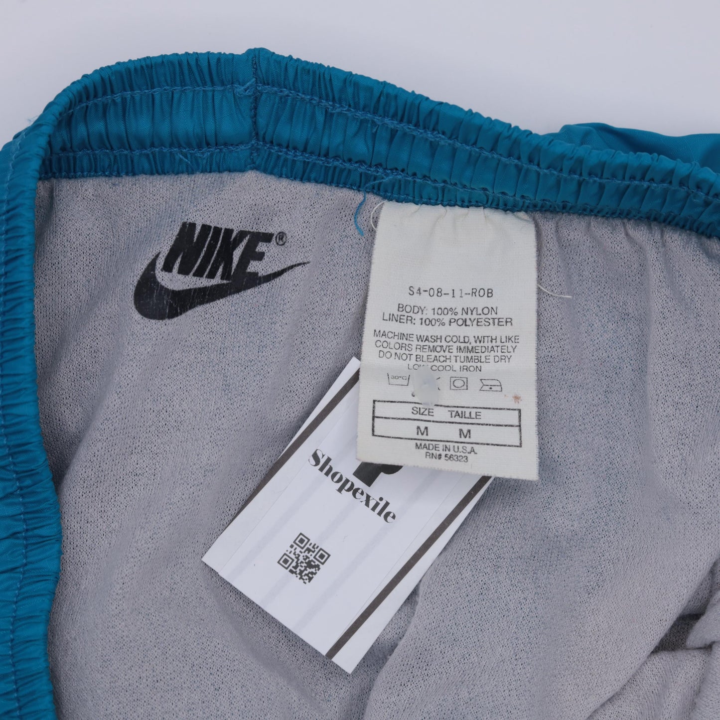 Y2K Nike Nylon Athletic Shorts Teal Blue Elastic Waist Medium