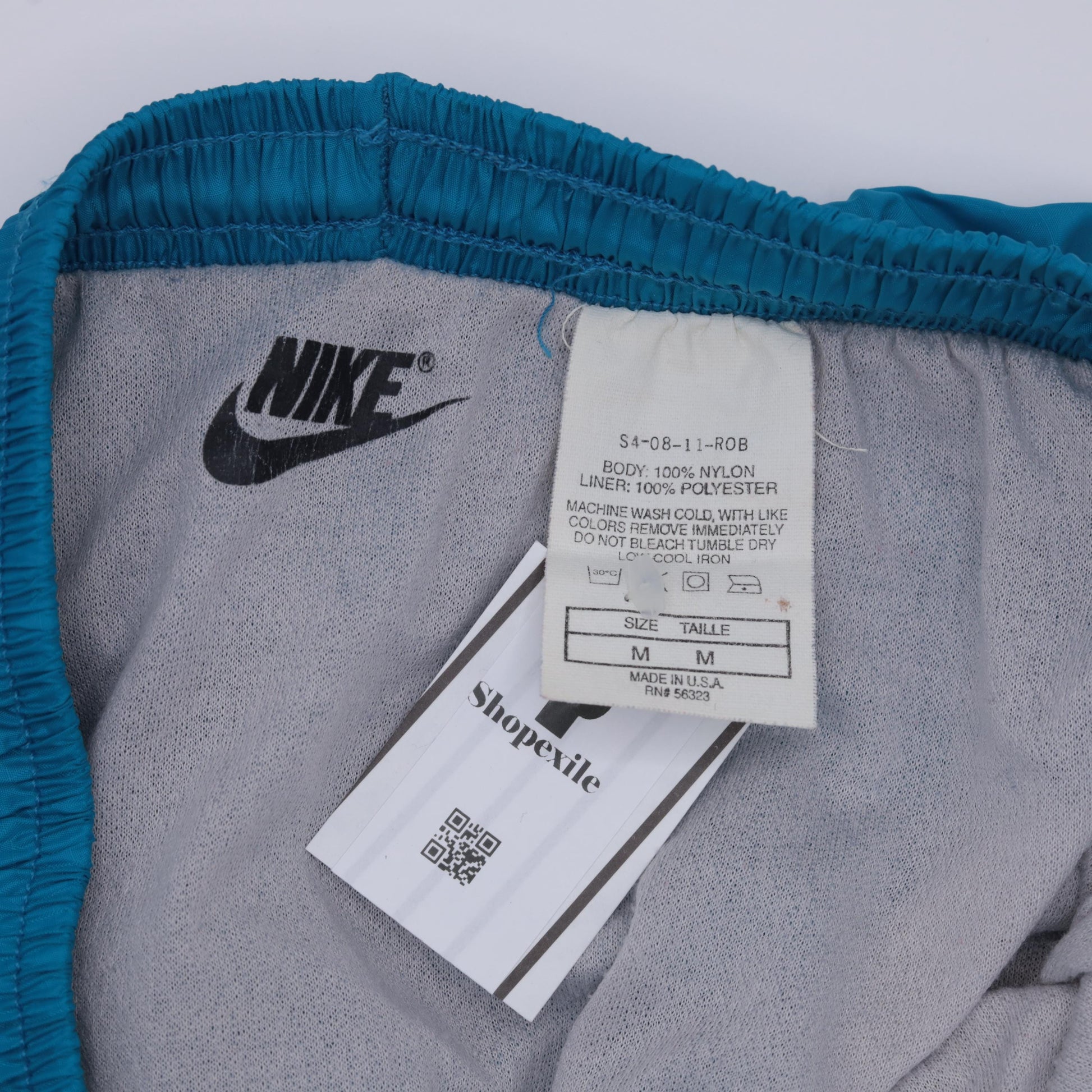 Y2K Nike Nylon Athletic Shorts Teal Blue Elastic Waist Medium
