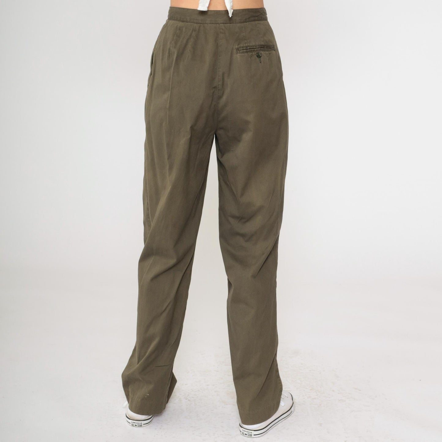 Y2K Liz Claiborne Brown Cotton Pleated Trousers High Rise Small 4