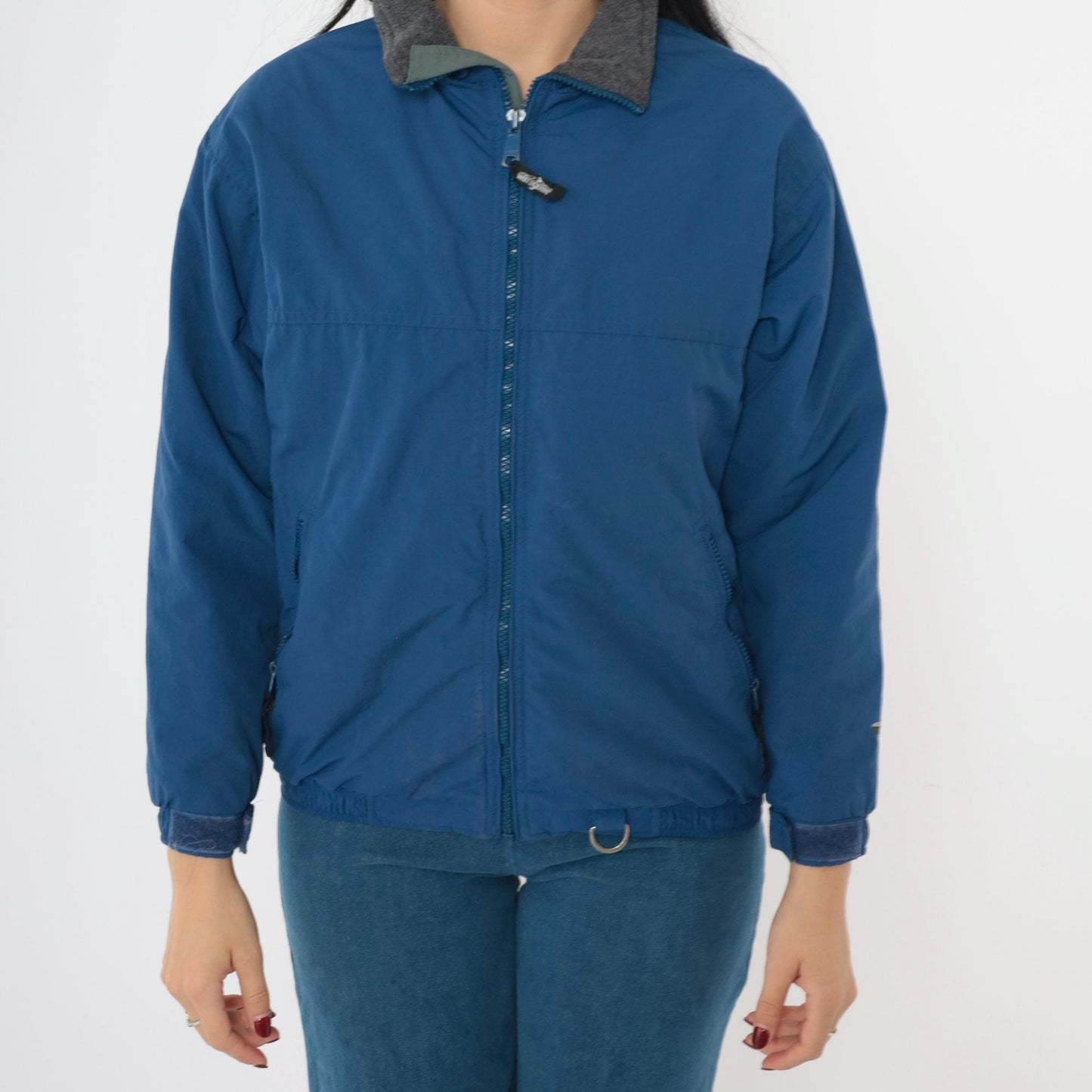 90s White Sierra Blue Puffer Ski Jacket Fleece Lined Youth Large