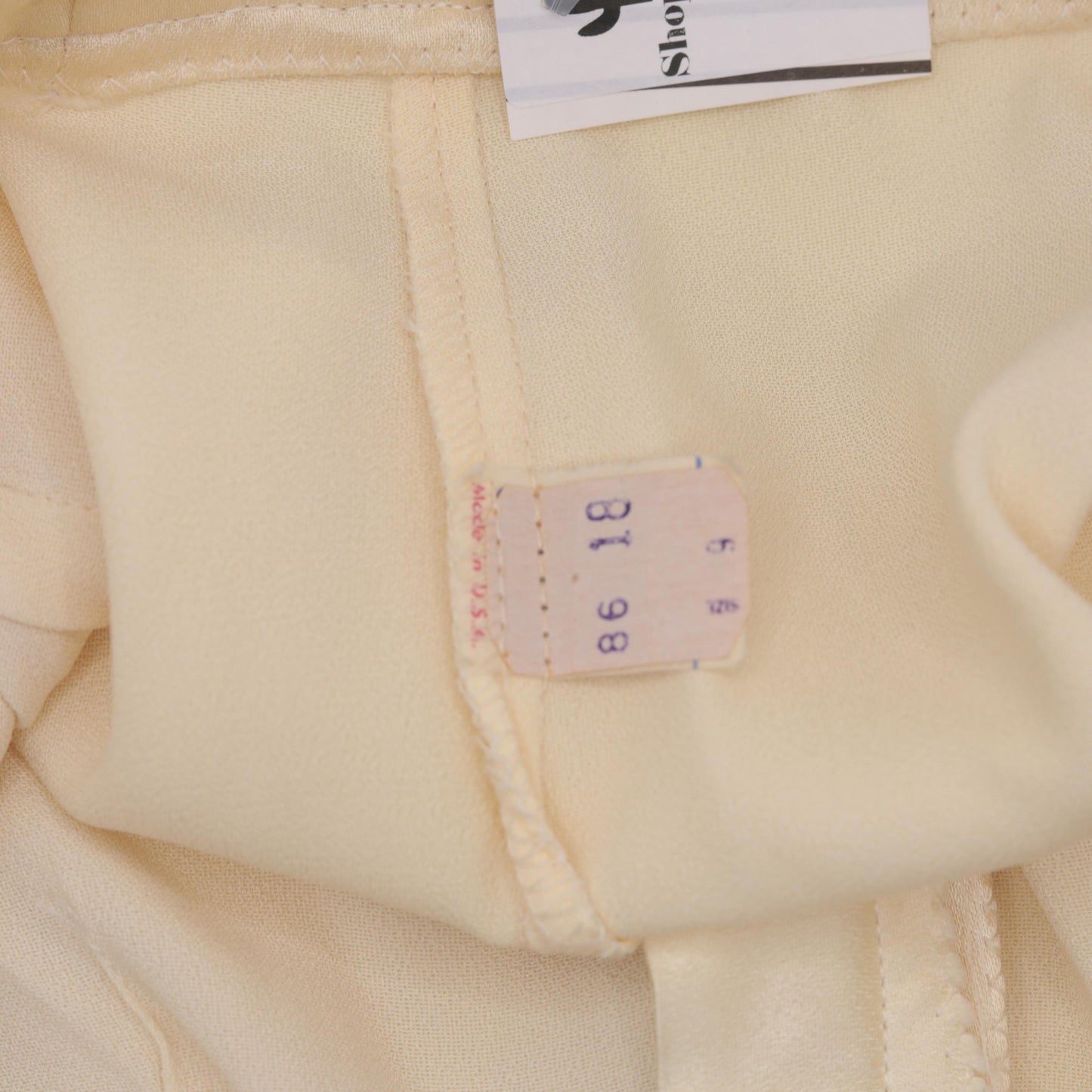 80s Cream Satin High-Rise Wide-Leg Trousers Small S