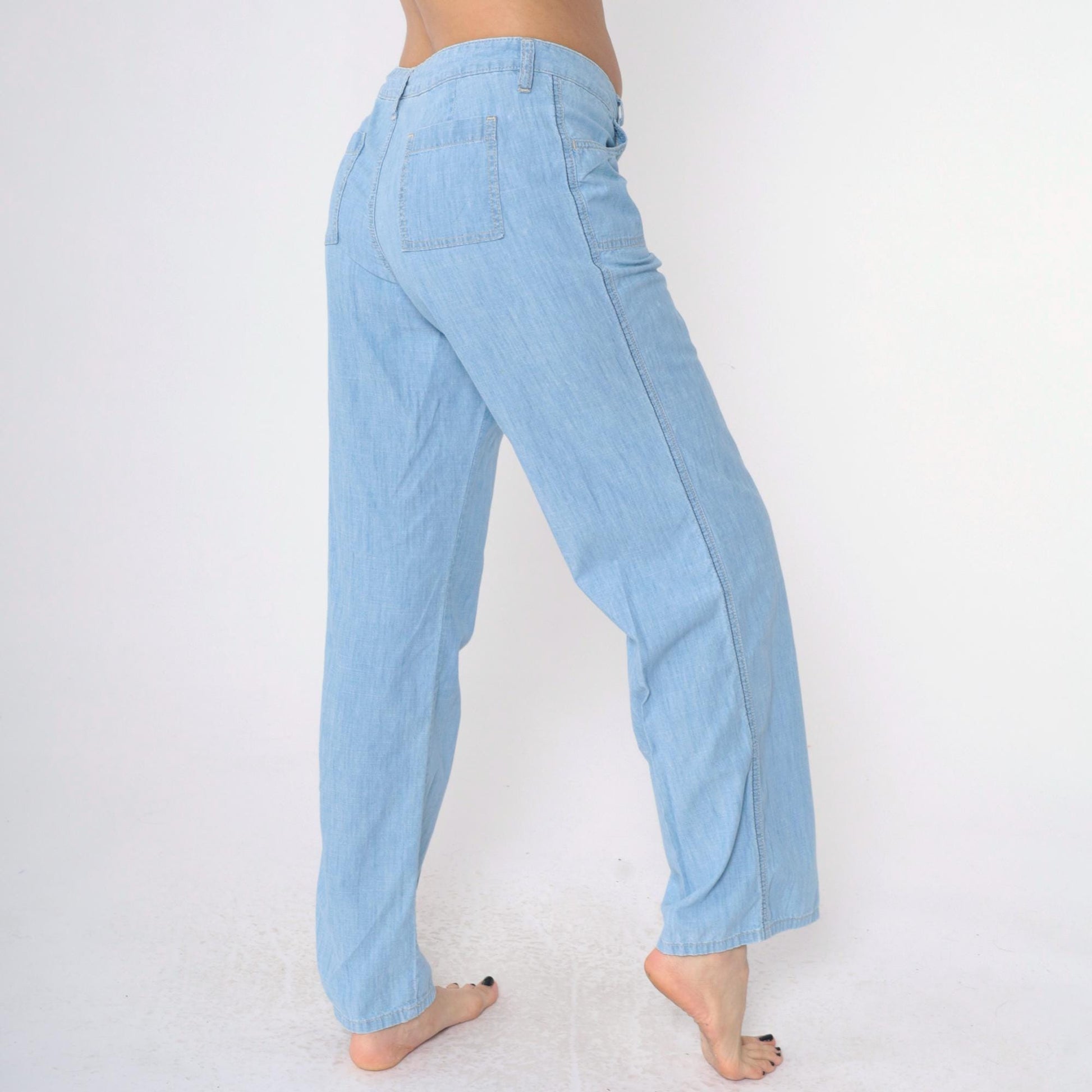 Tommy Bahama Light Wash Straight Leg Jeans Drawstring Waist Low Rise Size 8