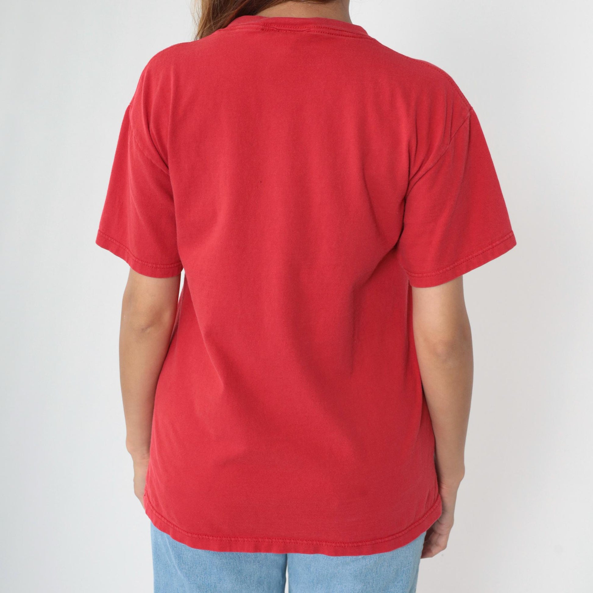 90s Ohio State Buckeyes Football Embroidered T-Shirt Red Medium