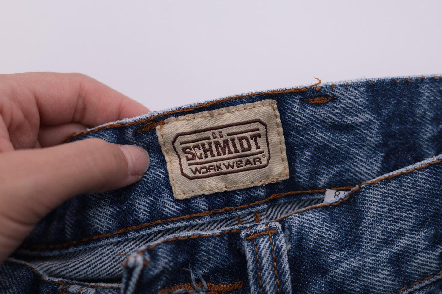 Schmidt Workwear High Rise Straight Leg Jeans Hammer Loop Light Wash 30x32