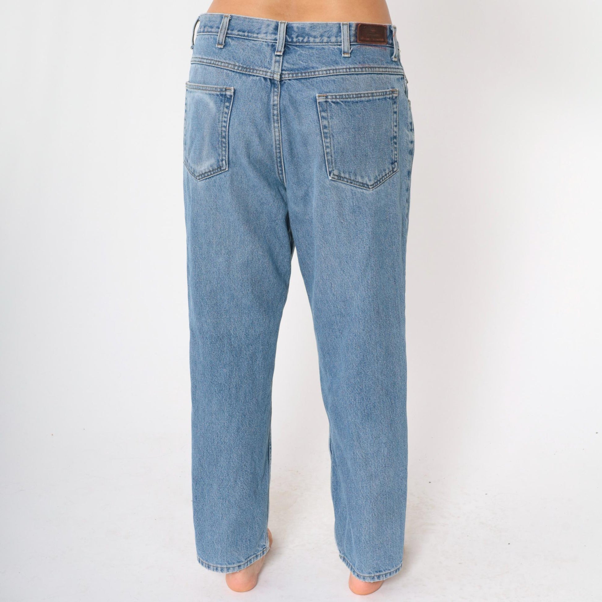 90s L.L. Bean Jeans Men's High Rise Straight Leg Faded Blue Denim 34W