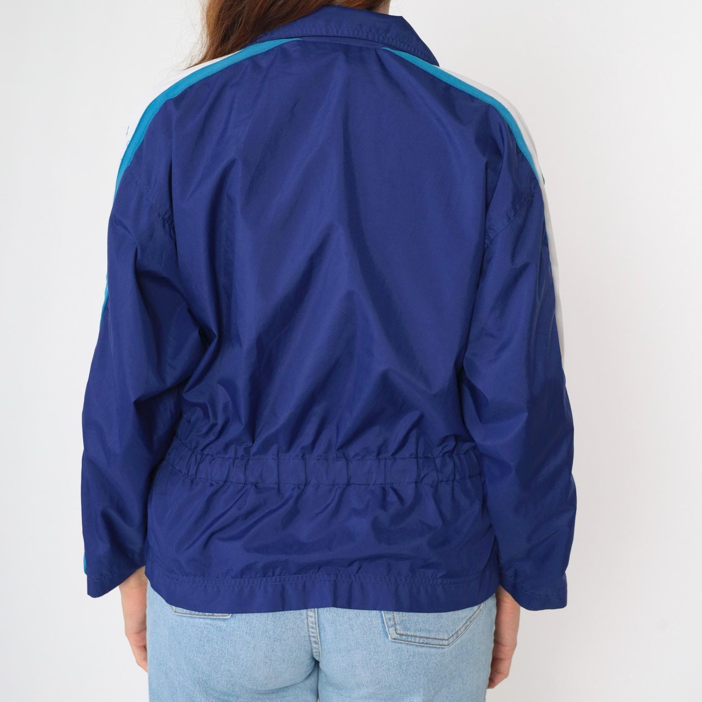 Y2K Fila Blue Striped Windbreaker Jacket Zip-Up Small S