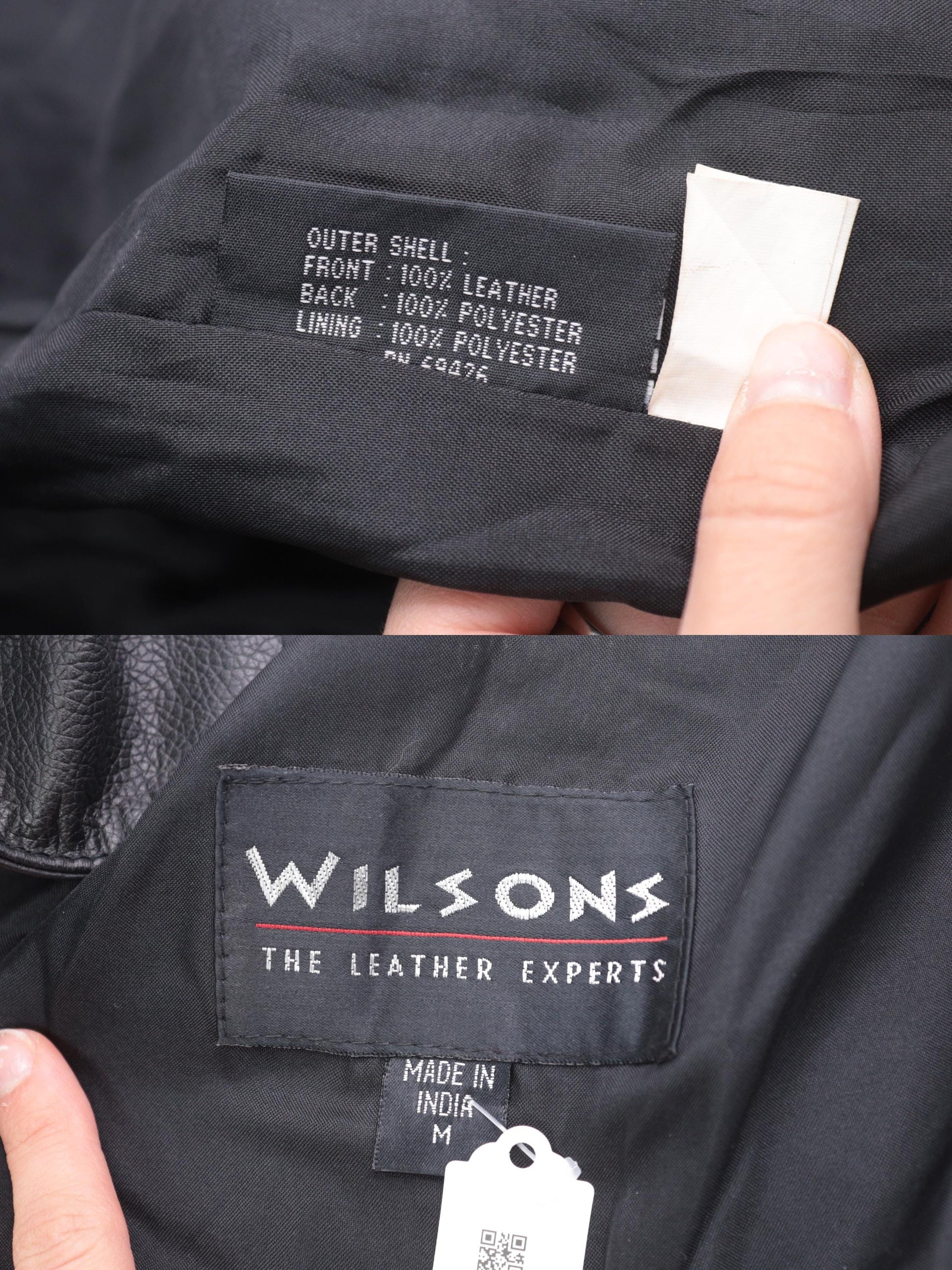 90s Wilsons Leather Biker Vest Black Snap-Up Sleeveless Medium M